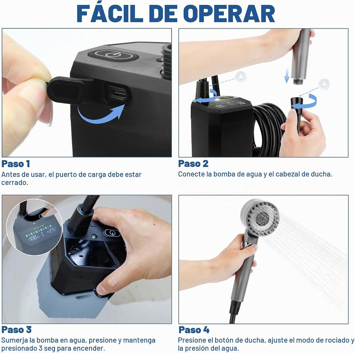 Sumloty Ducha portátil para campamento, bomba de ducha portátil rec...