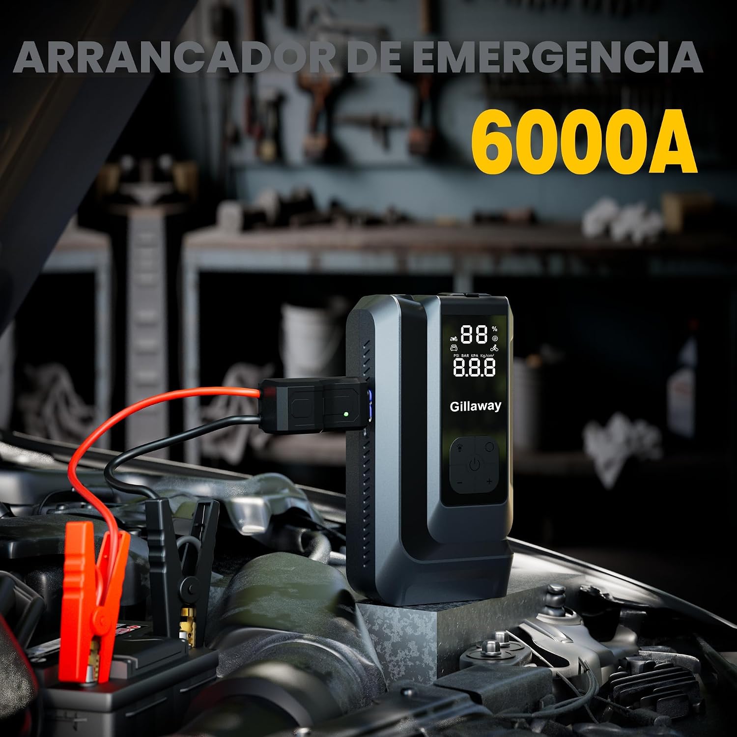 Arrancador portátil de arranque de automóvil de 6000 A con inflador...