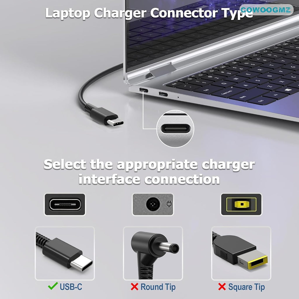 COWOOGMZ Cargador USB C de 65 W para portátil Compatible con Lenovo...