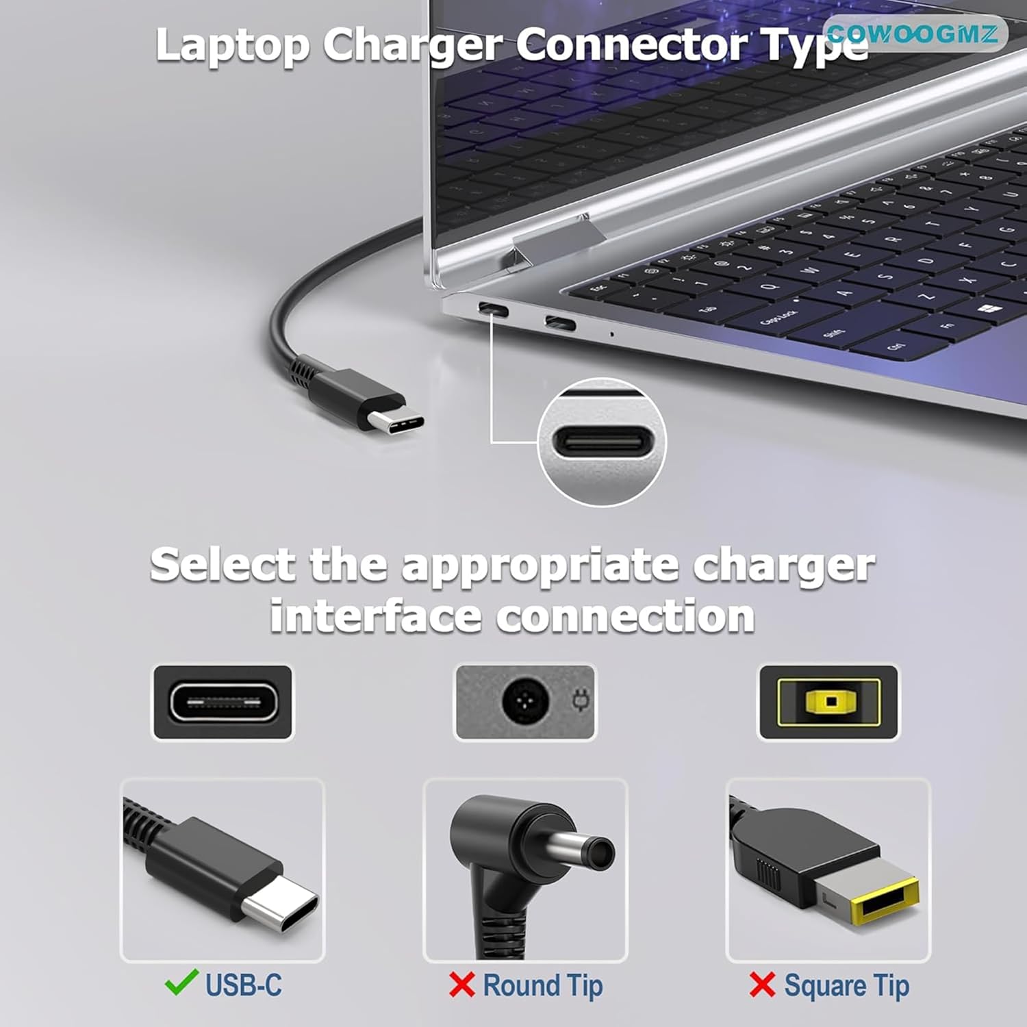 COWOOGMZ Cargador USB C de 65 W para portátil Compatible con Lenovo...