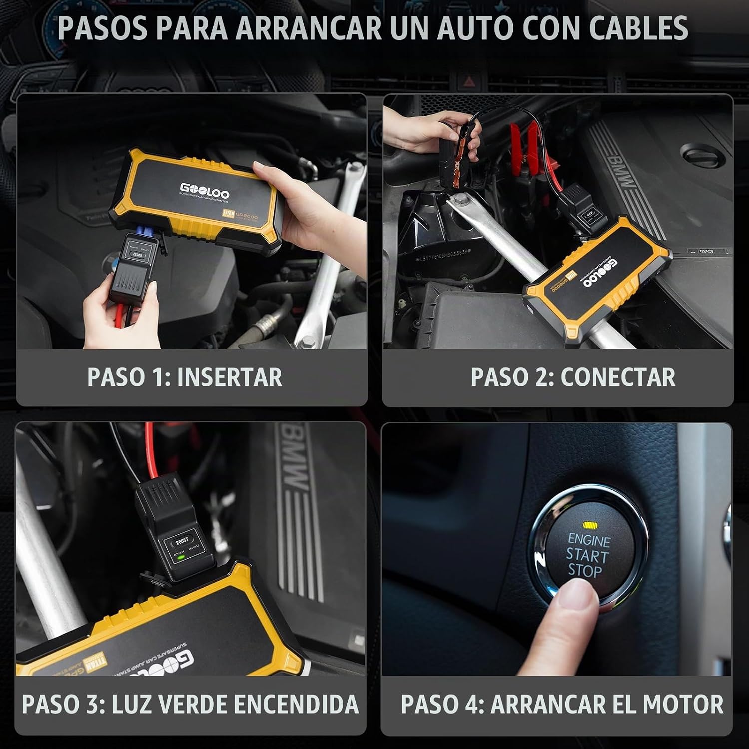 GOOLOO Arrancadores de coche portátiles GP3000 y GP2000 para baterí...