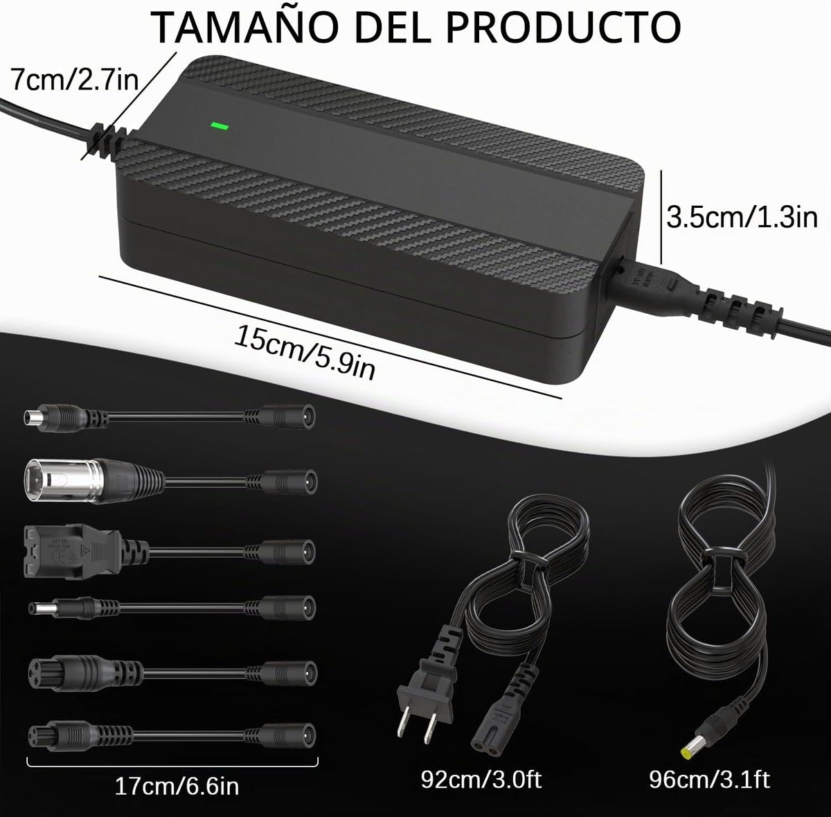 Cargador eléctrico para bicicleta y scooter de 54.6 V 2 A, certific...