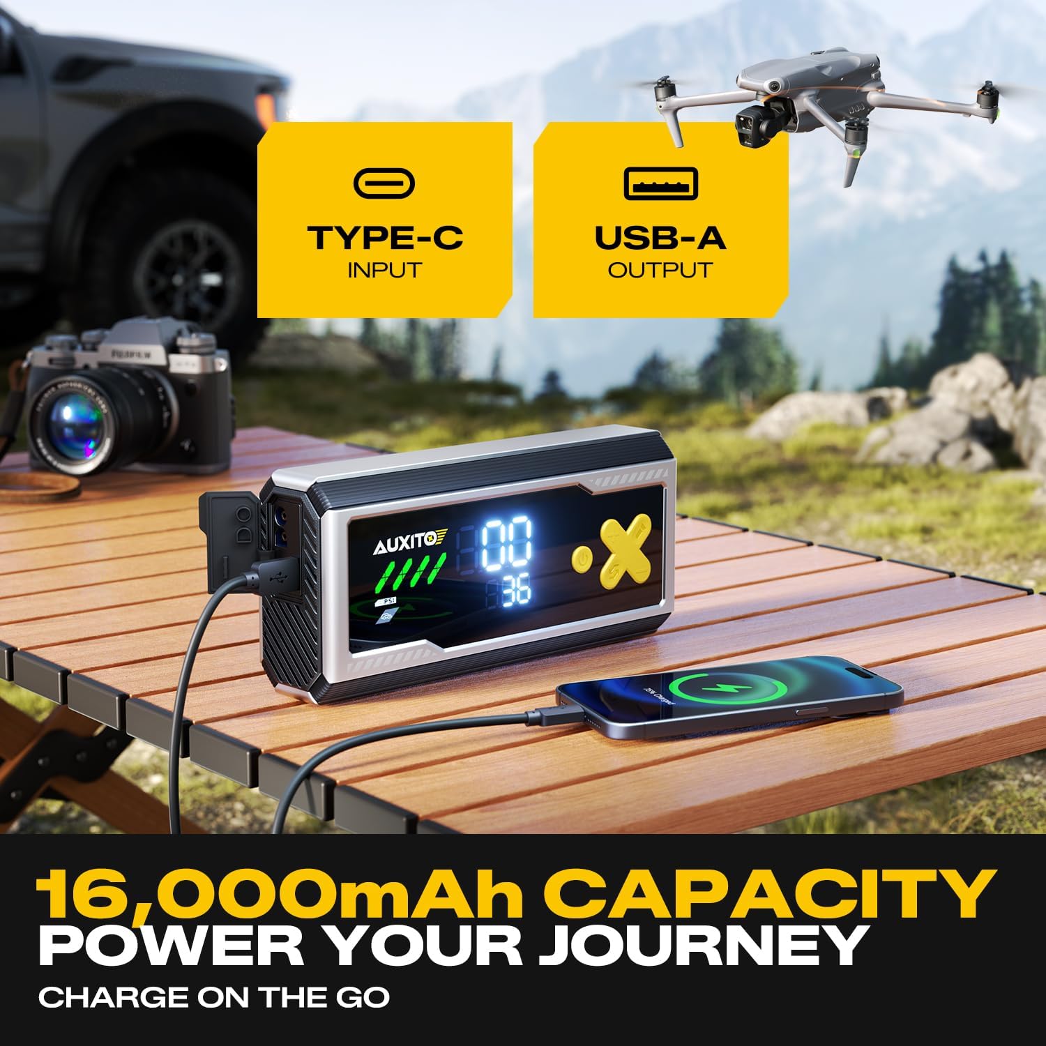 AUXITO Arrancador de 9000 A con compresor de aire de 160 PSI para t...