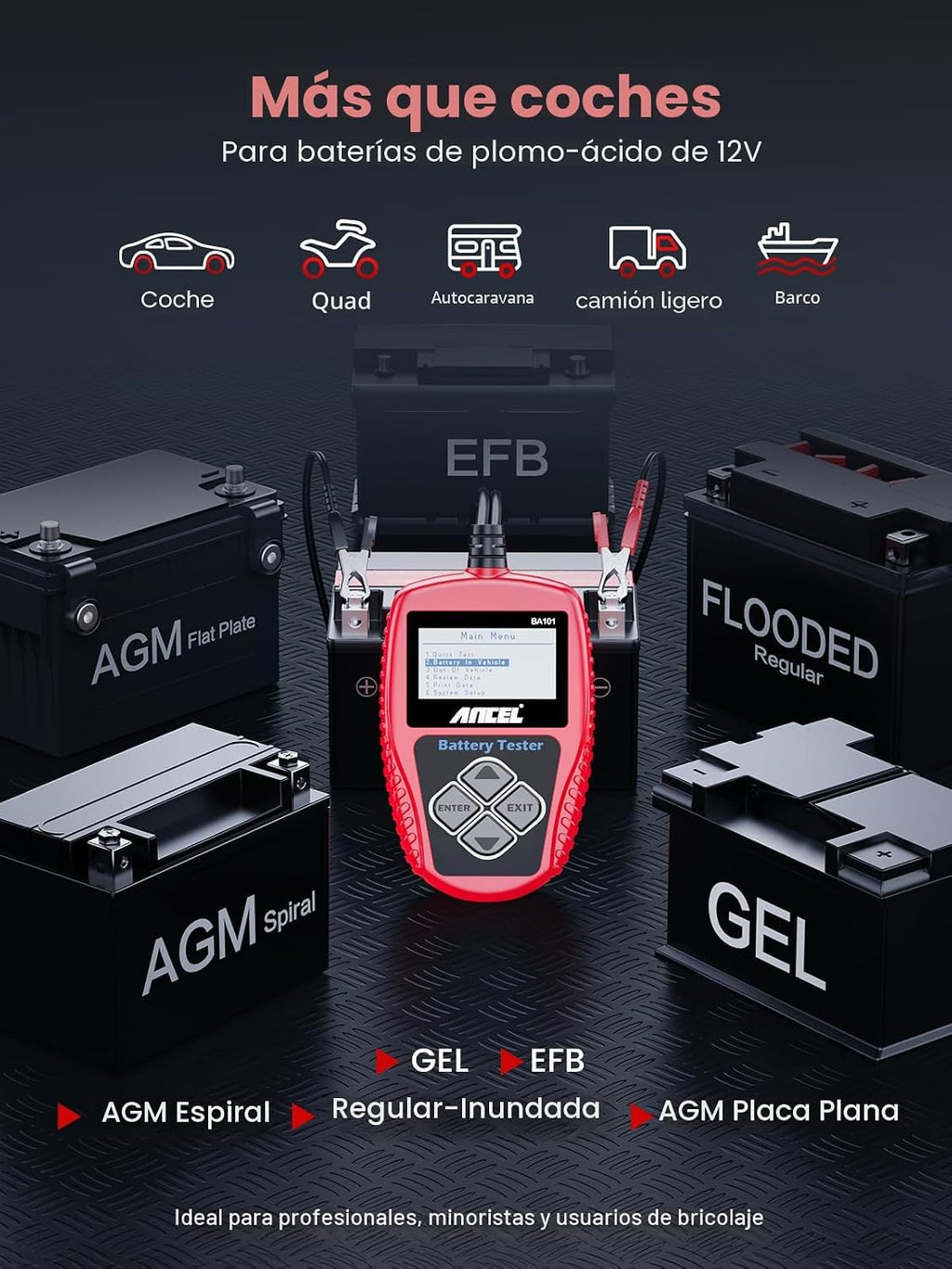 Ancel BA101 potenciómetro para carga de batería automotriz profesio...