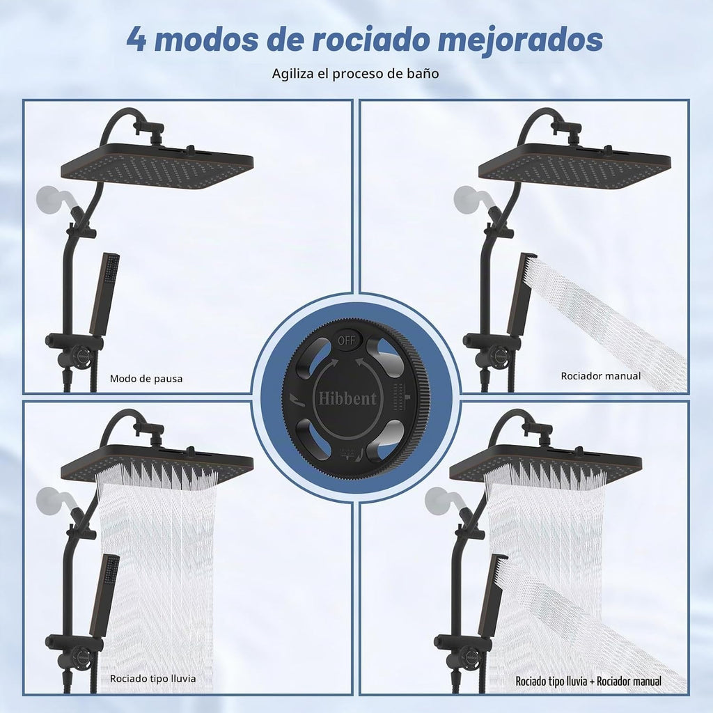 Hibbent Cabezal de ducha de 5 modos de 13 pulgadas, rociador de man...