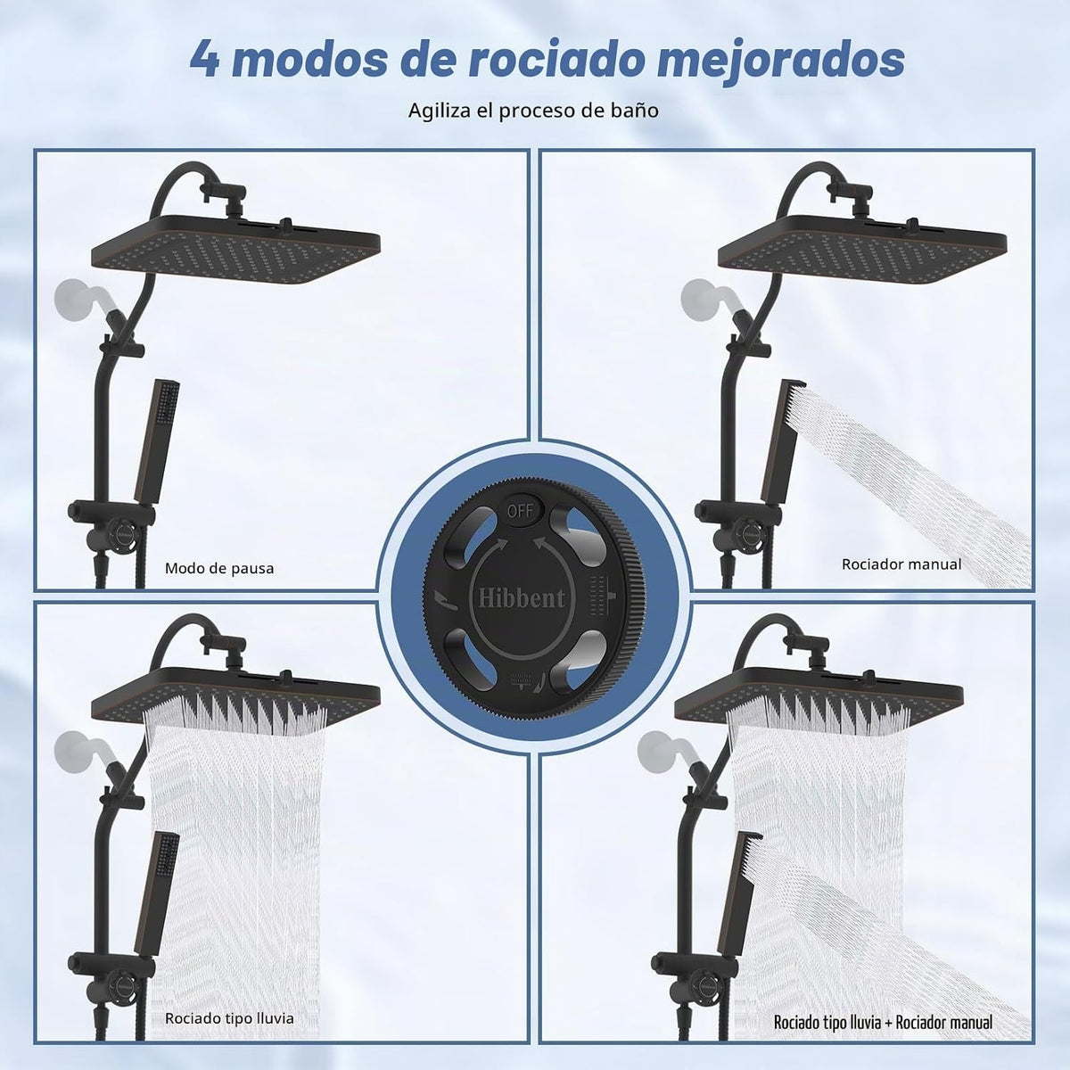Hibbent Cabezal de ducha de 5 modos de 13 pulgadas, rociador de man...