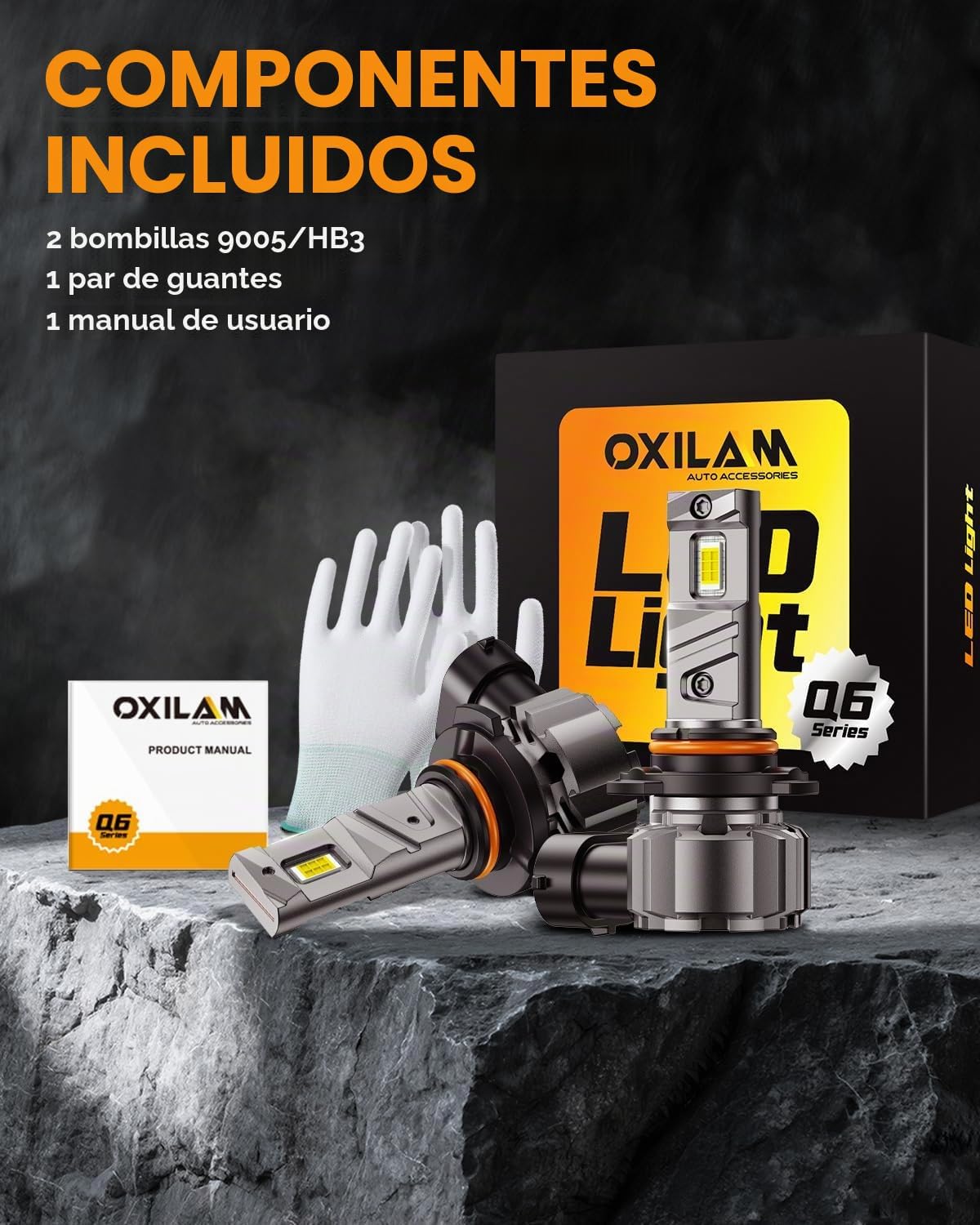 OXILAM Bombilla LED 9005\/HB3, 12 veces más brillante, 6500 K, blan...