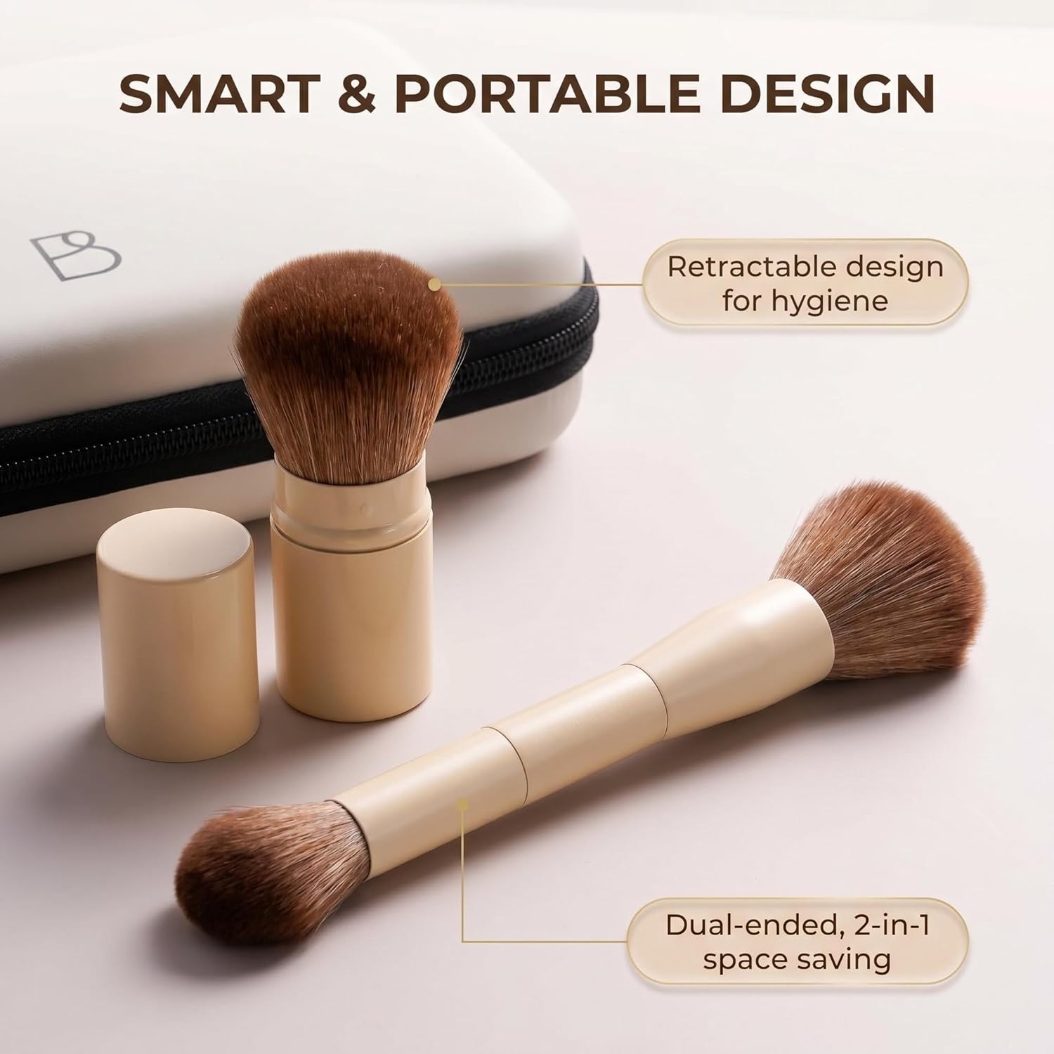 Brochas de maquillaje profesionales BS-MALL con estuche de viaje \u...