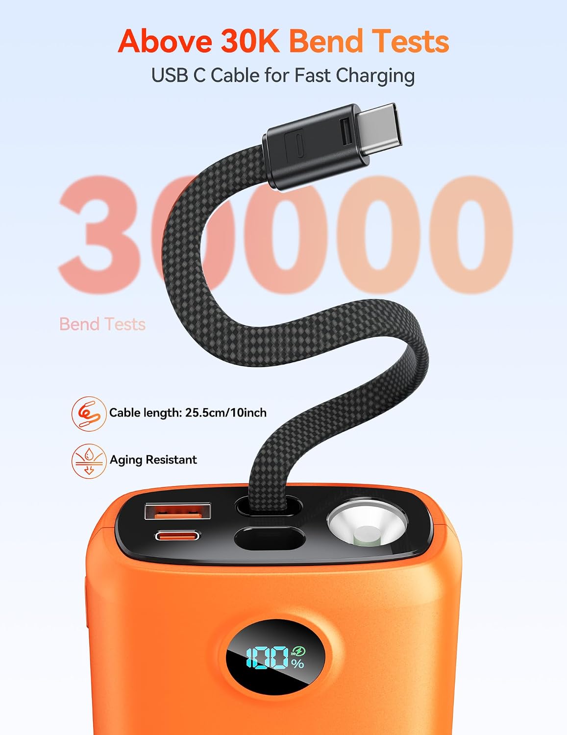 Cargador portátil, batería portátil de 45 W, 20000 mAh, con cable U...