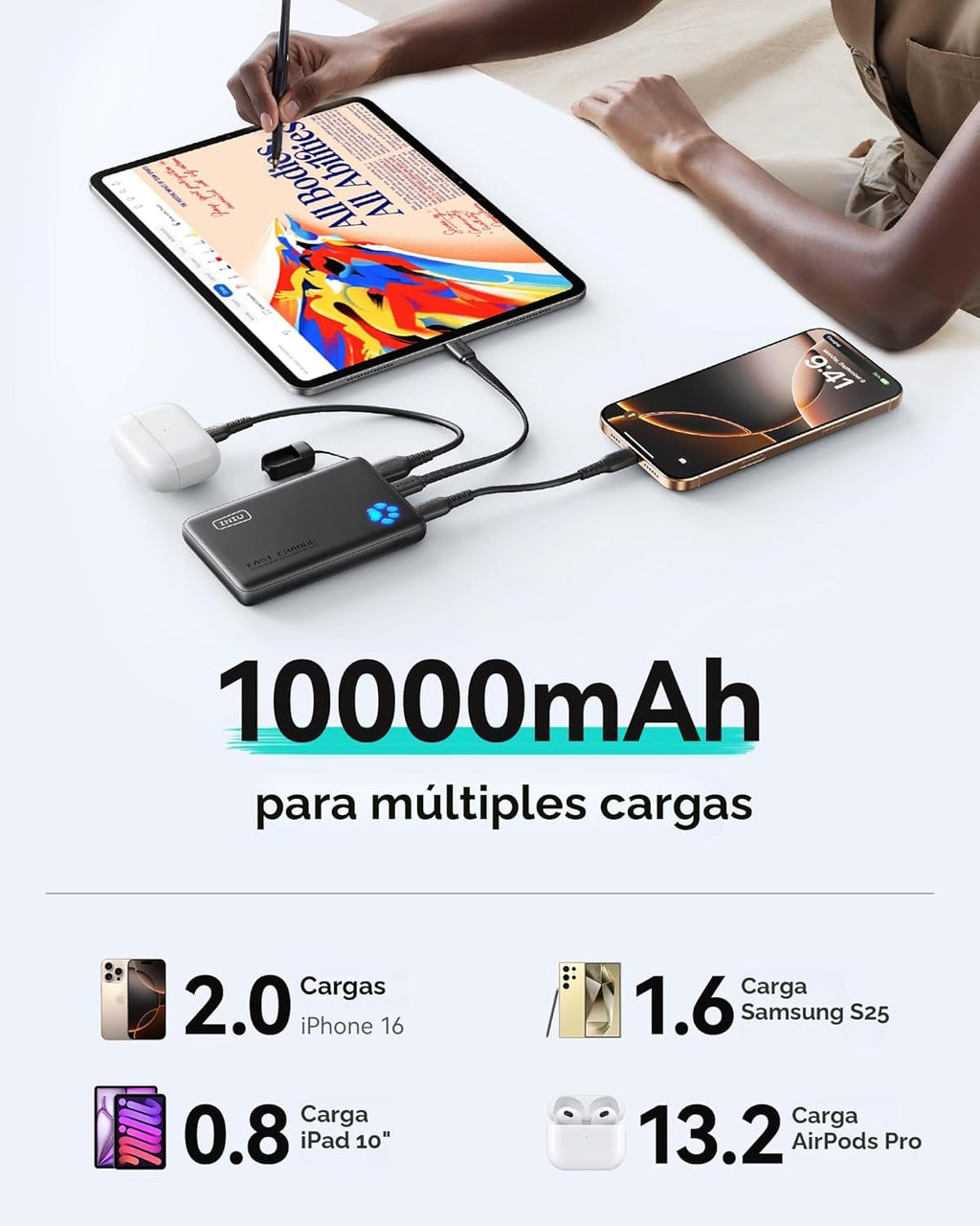 INIU Cargador portátil, ultra delgado de 10000 mAh, 45 W, batería d...