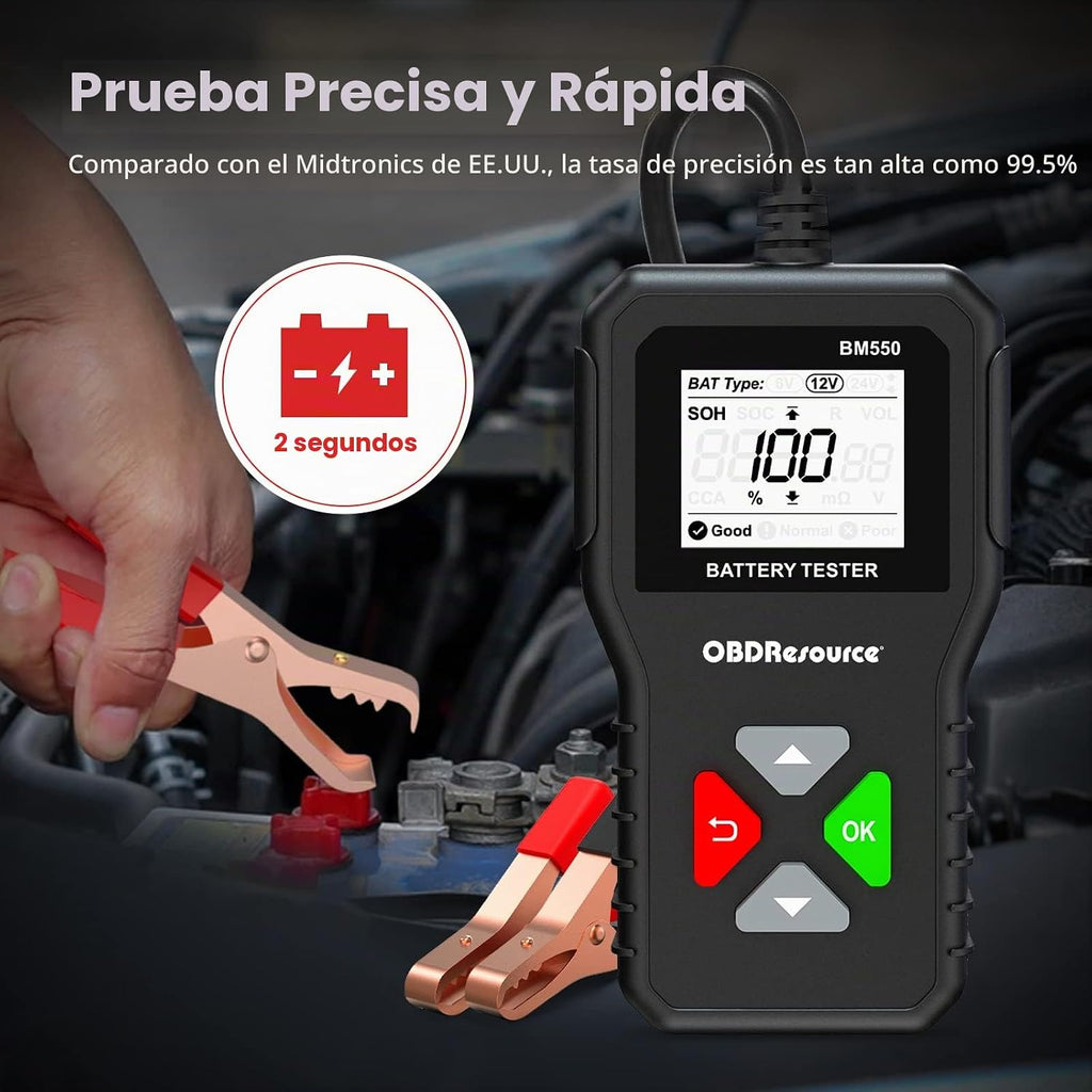 Probador de batería de automóvil 6 V, 12 V, 24 V, probador de volta...
