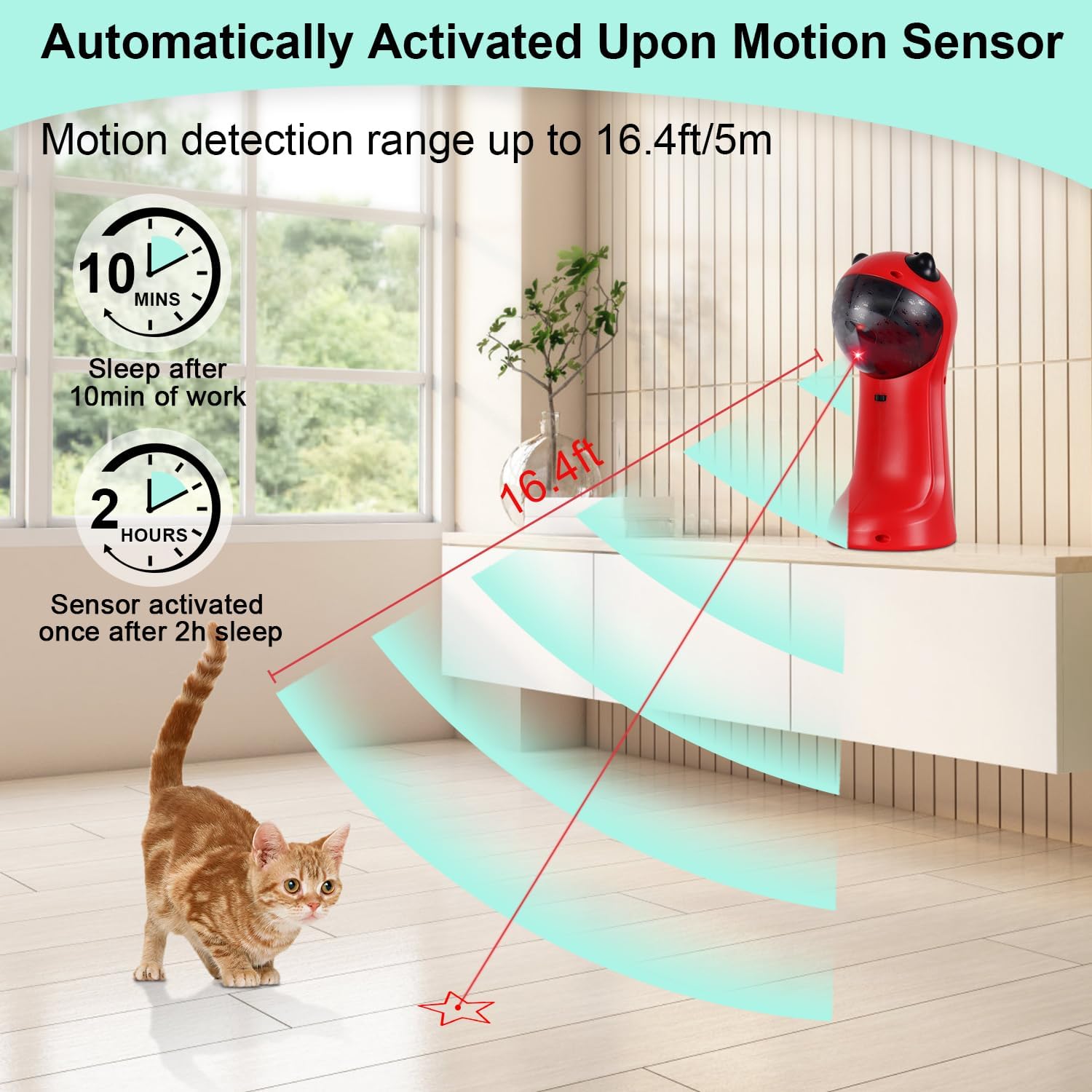 TBTeek Juguete interactivo para gatos activado por movimiento, jugu...