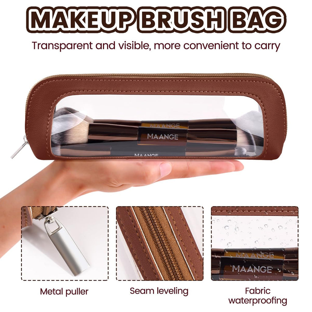 MAANGE Juego de 7 pinceles para maquillaje con bolsa, brochas de ma...