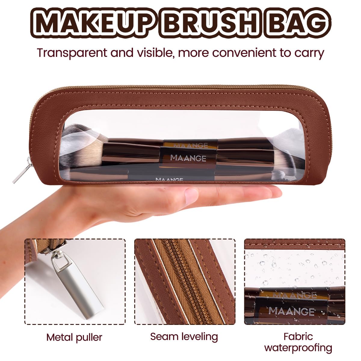 MAANGE Juego de 7 pinceles para maquillaje con bolsa, brochas de ma...