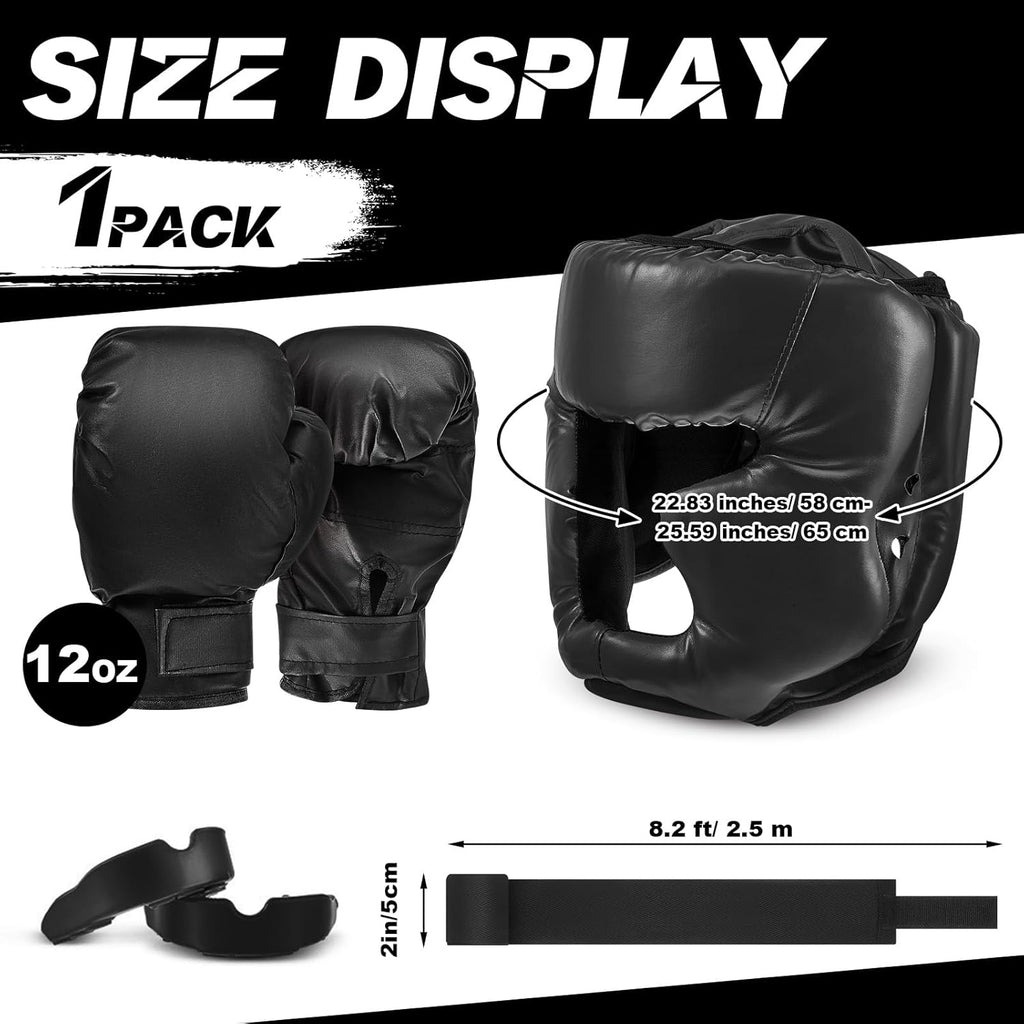 Kanayu Juego de 7 piezas de guantes de boxeo de 16 onzas, casco par...