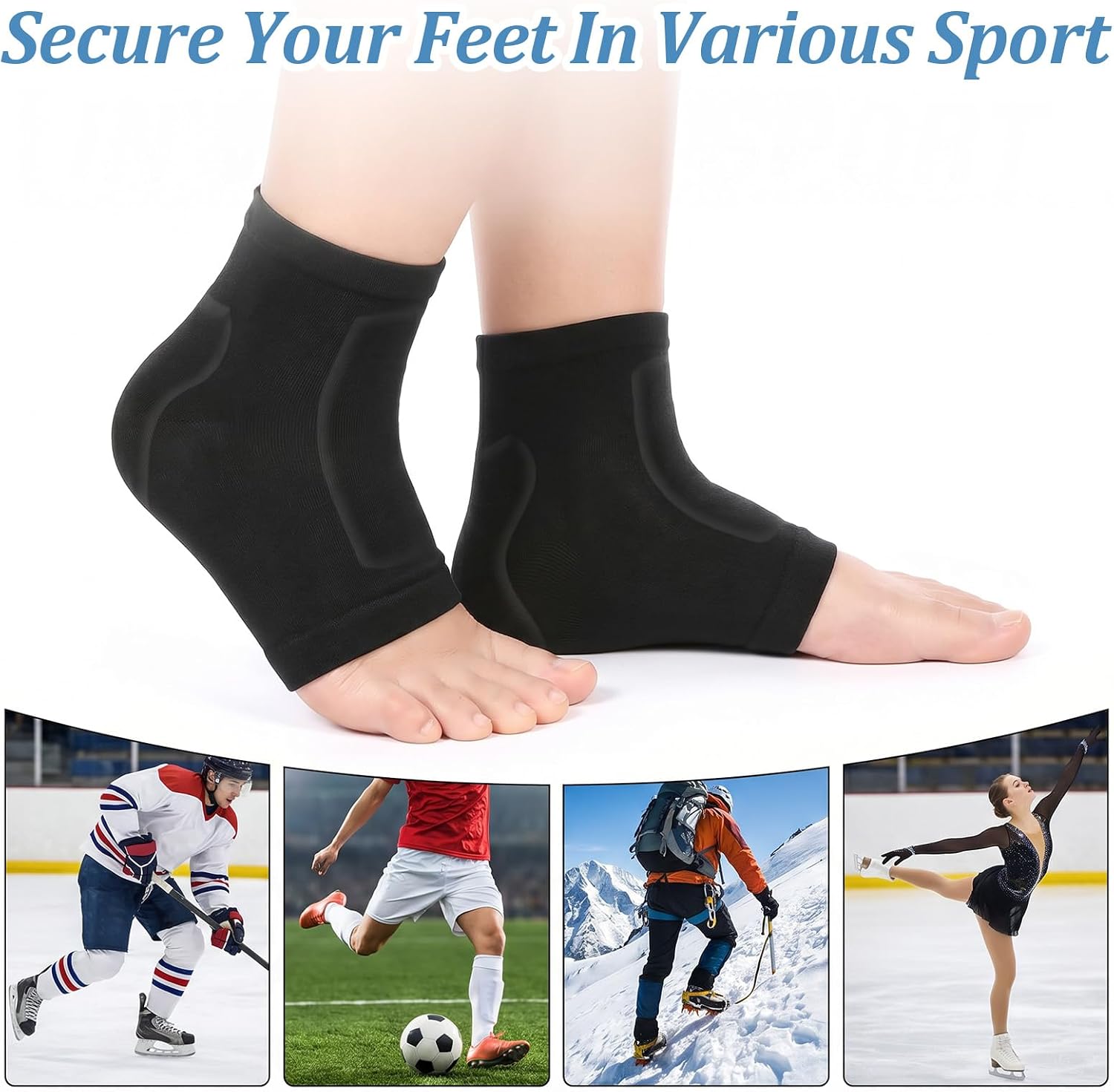 2 Pairs Padded Skate Socks Ice Skating Protection Socks with Gel Pa...