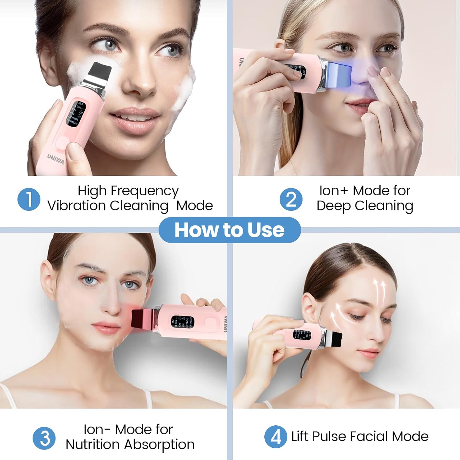 UNIWA Espátula facial para limpiar la piel, limpiador de poros, her...