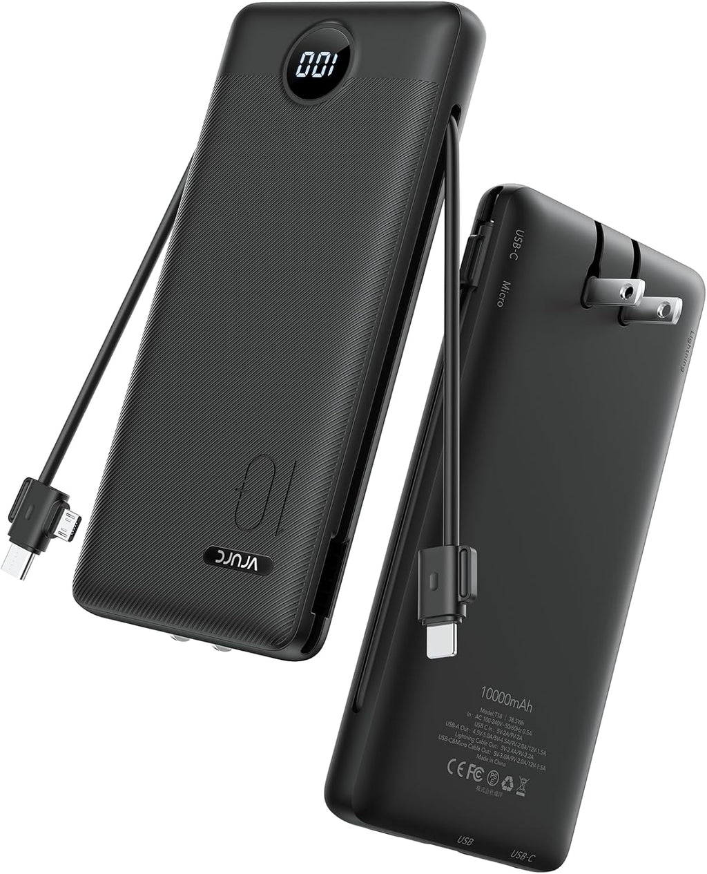 VRURC Cargador Portátil con Enchufe de Pared, 10000mAh Cargador Por...