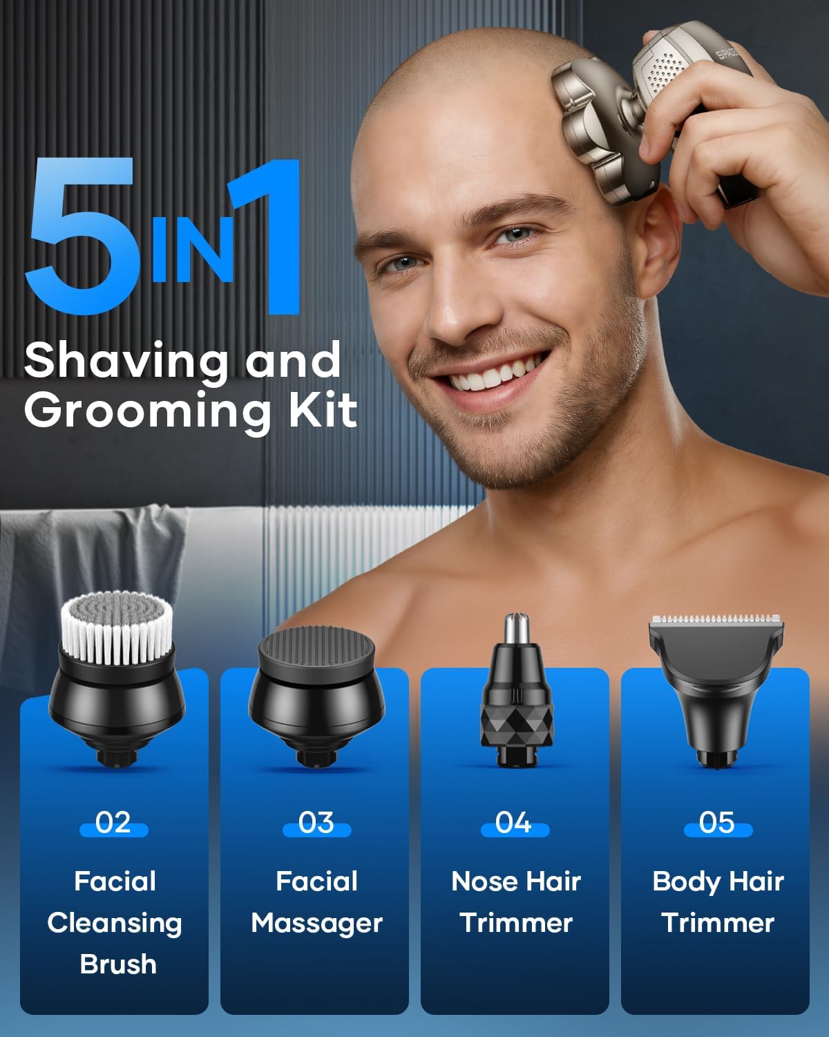 Afeitadoras de cabeza 7D para hombres calvos, afeitadora magnética...