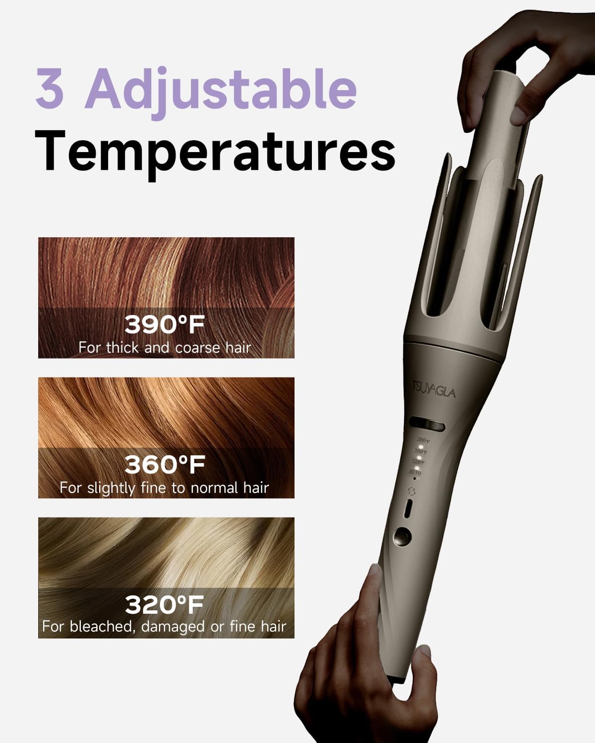 Rizador de pelo automático 3 en 1, rizador de pelo con 3 barriles (...