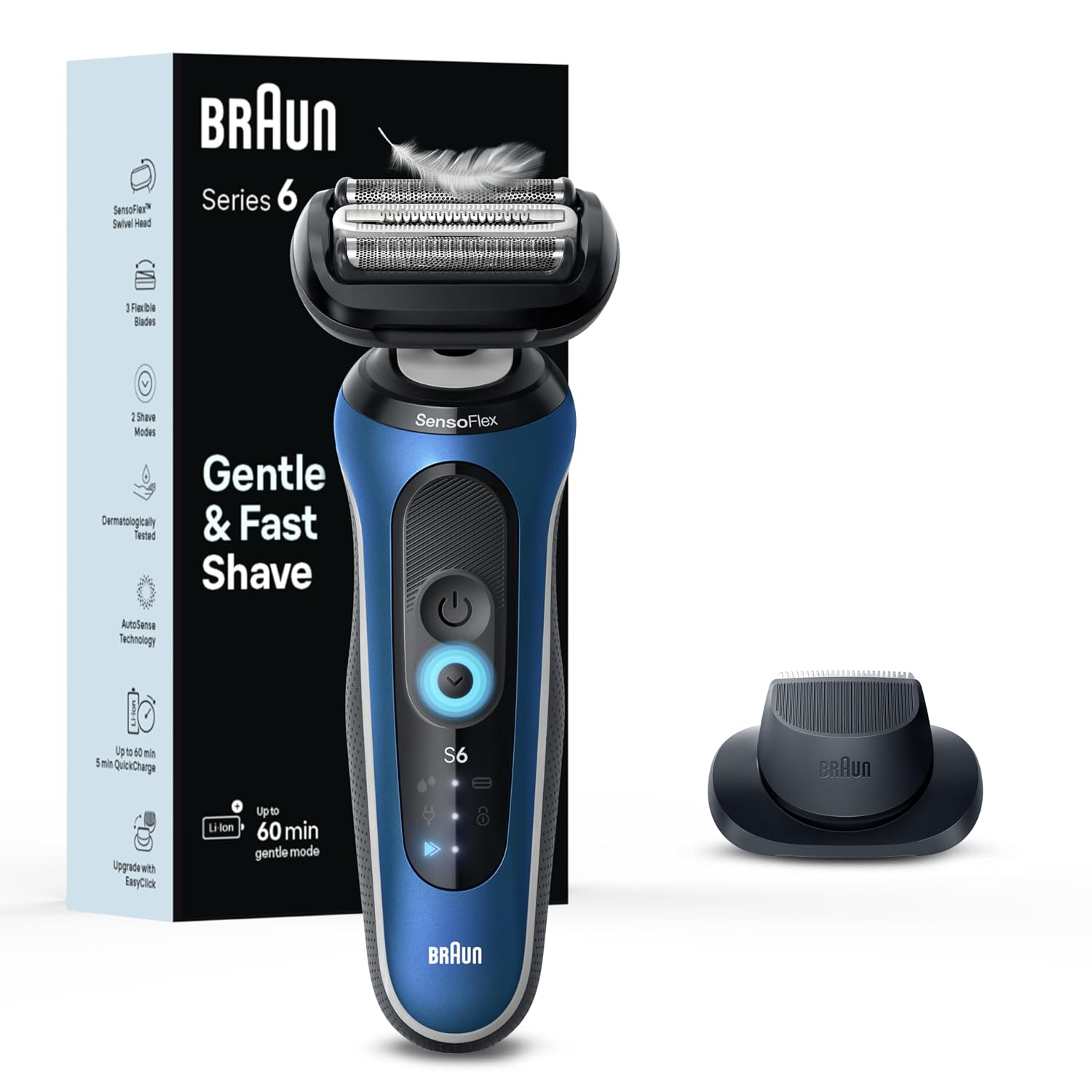 Braun Maquinilla de afeitar eléctrica para hombre, serie 6 6120s, a...