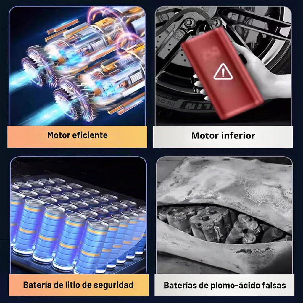 Arrancador con compresor de aire de 14.8V 8000A de pico, arrancador...