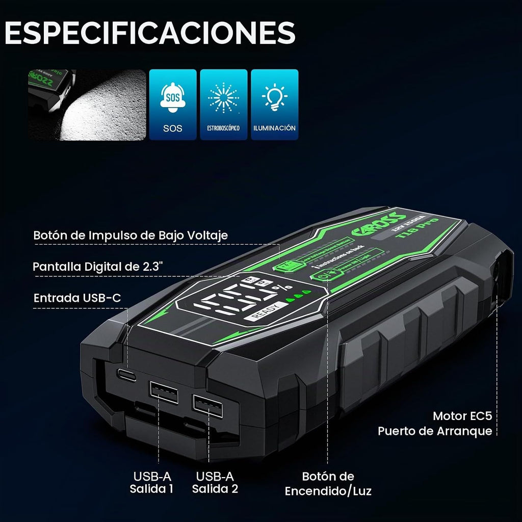 CAROSS Arrancador de batería de coche - Arrancador de batería de 15...