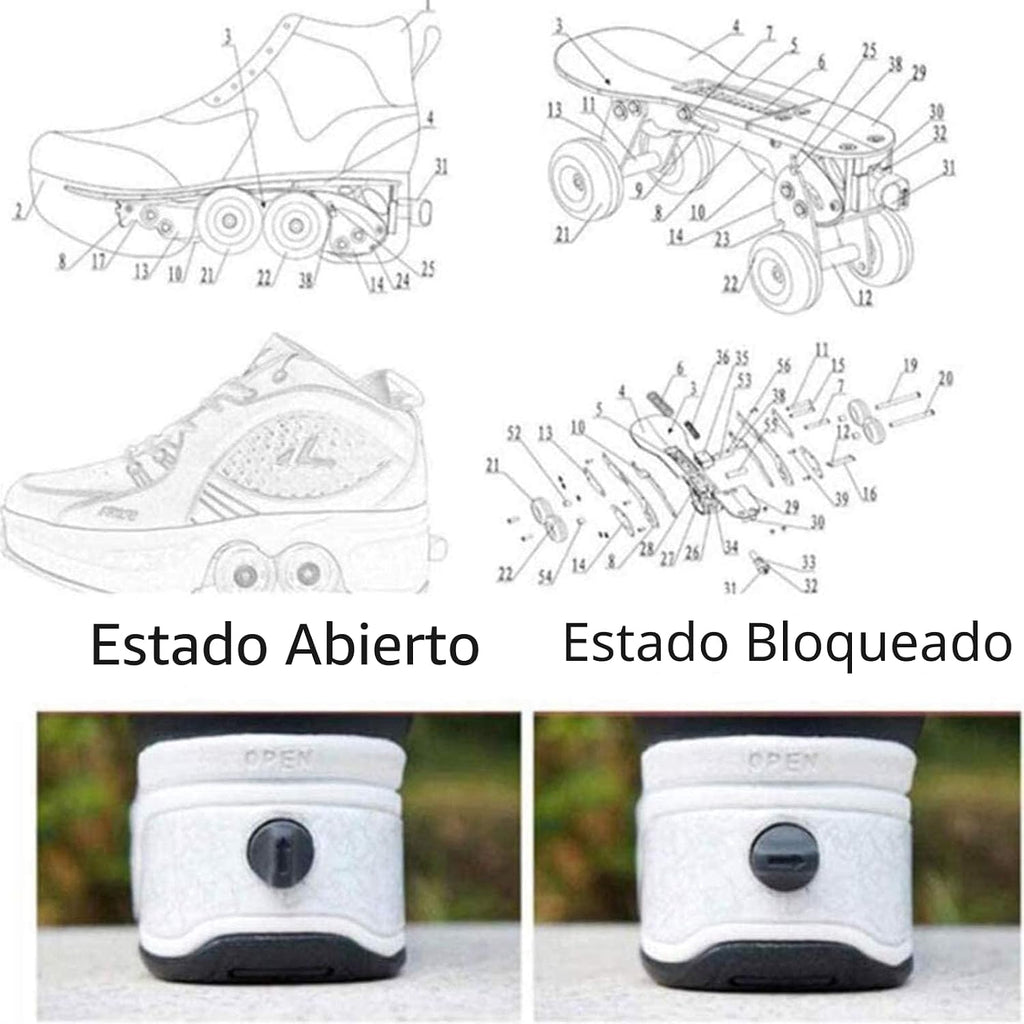 Rueda de deformación de doble hilera Zapatos para caminar automátic...