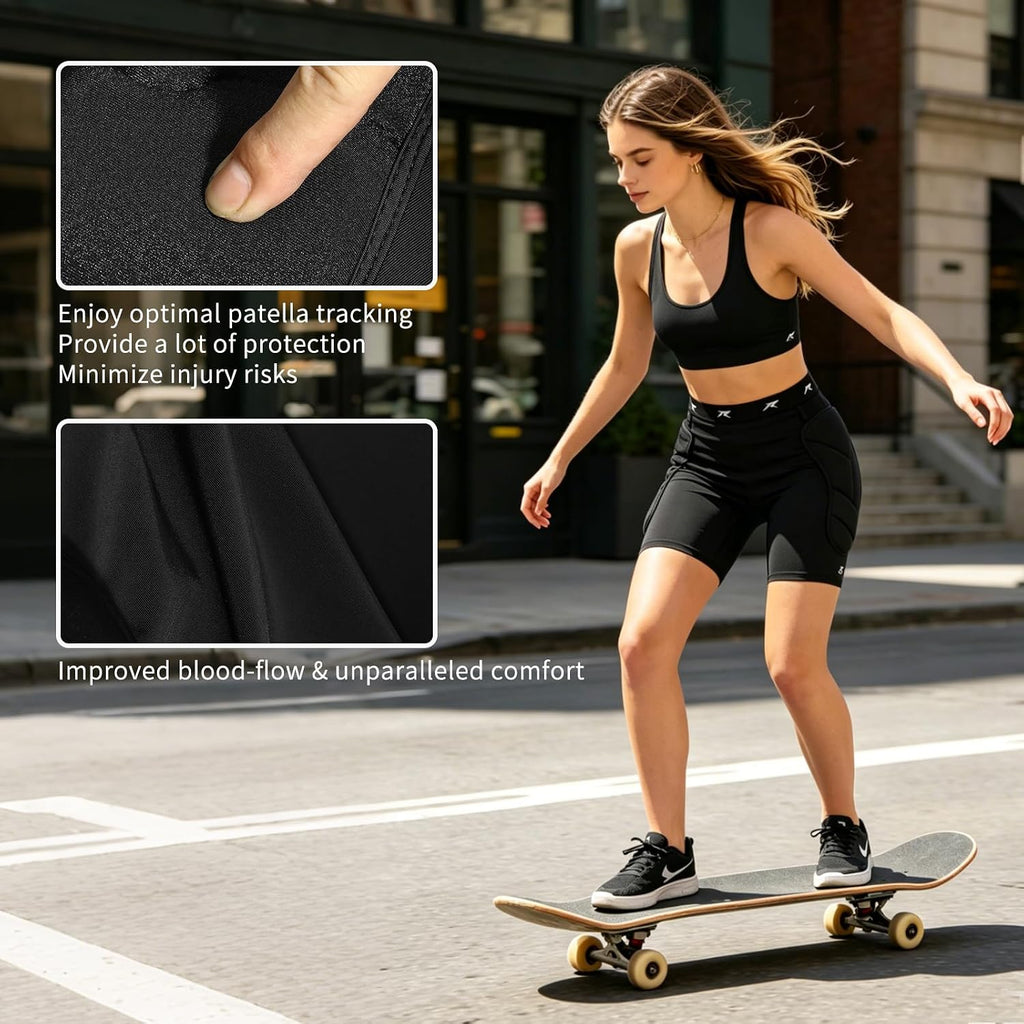 Bumsaver - Pantalones cortos acolchados para patineta, patinaje sob...