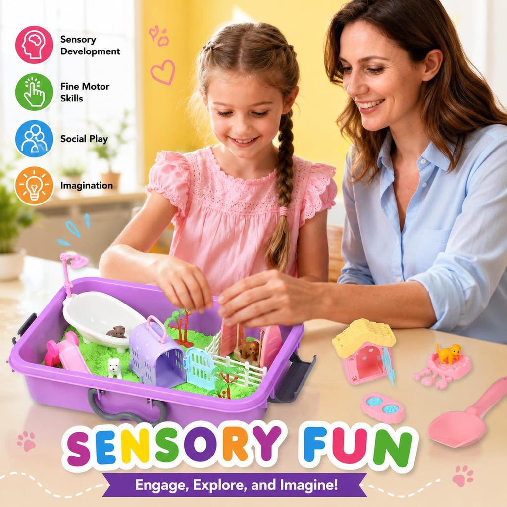 Carolart Contenedor sensorial para mascotas, caja de arena para per...