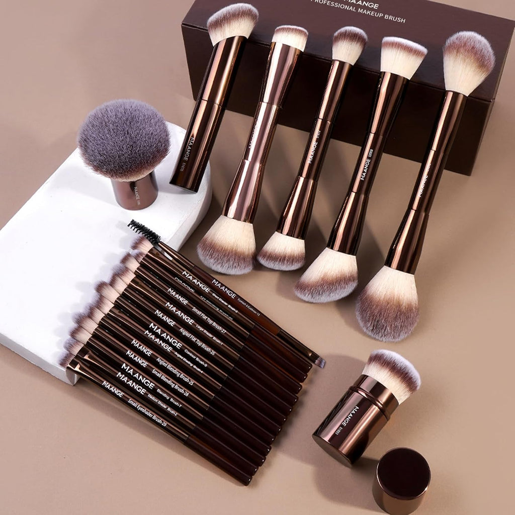 MAANGE 20 piezas de brochas de maquillaje con caja de regalo, broch...