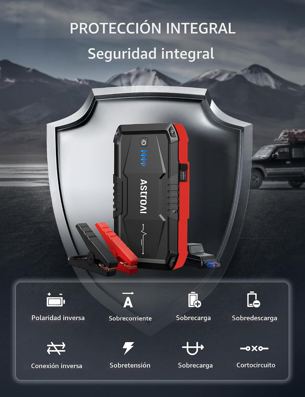 AstroAI S8 Arrancador de Batería de Coche, Paquete de Arrancador de...
