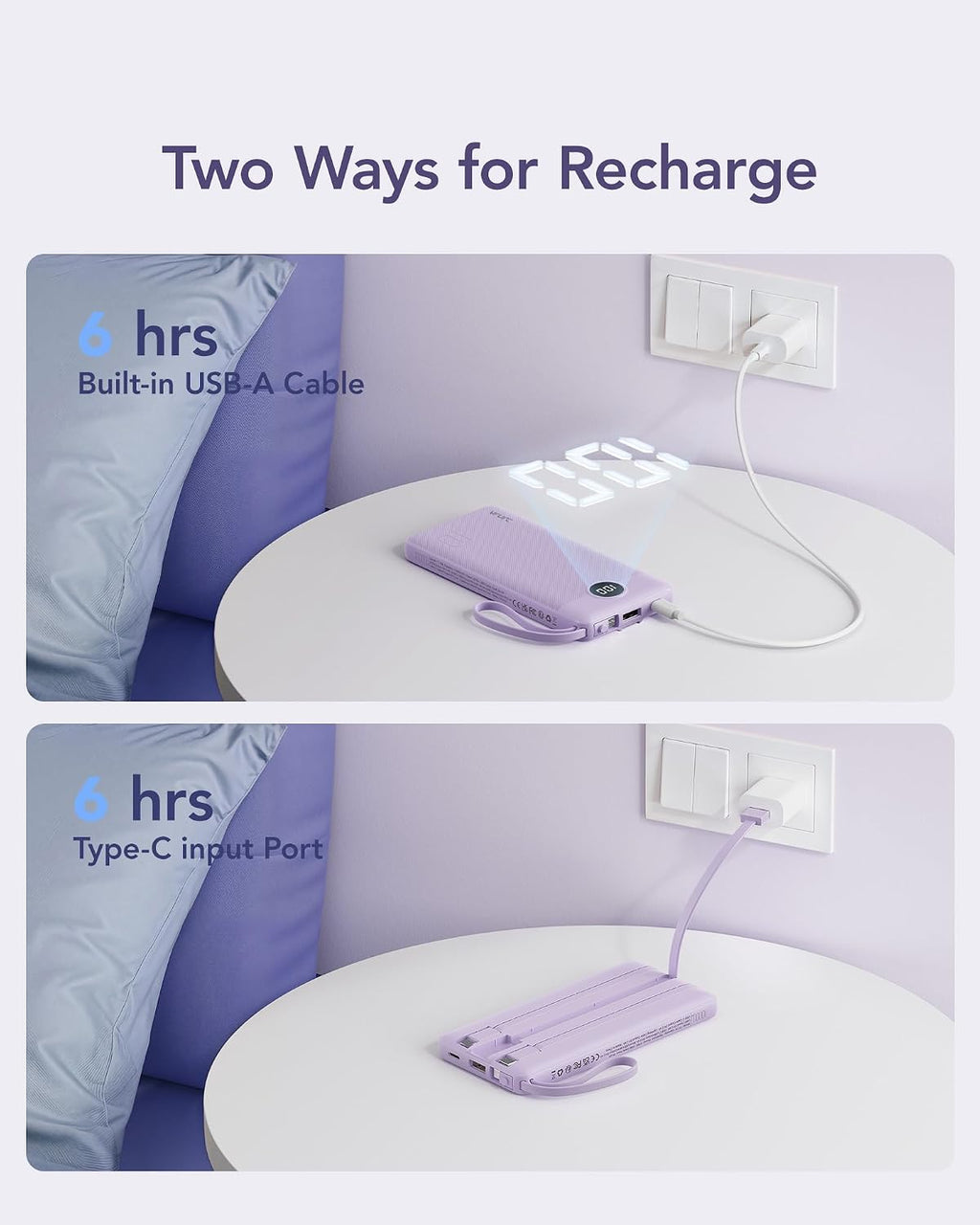 VRURC Cargador Portátil Power Bank, Paquete de Batería de 10000mAh...