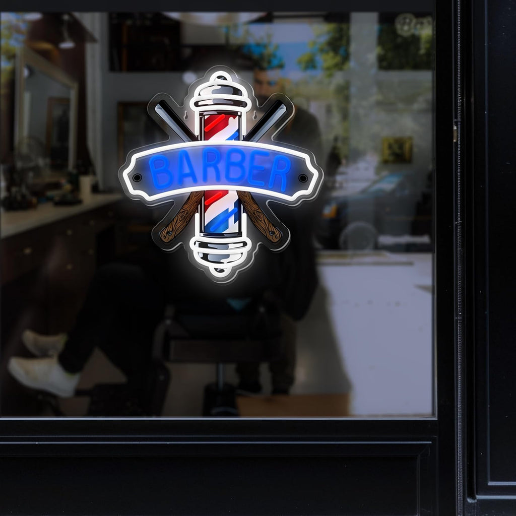 Letrero de neón de barbería para decoración de barberías y salones...