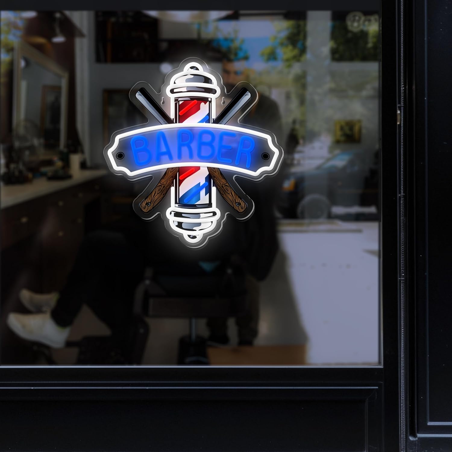 Letrero de neón de barbería para decoración de barberías y salones...