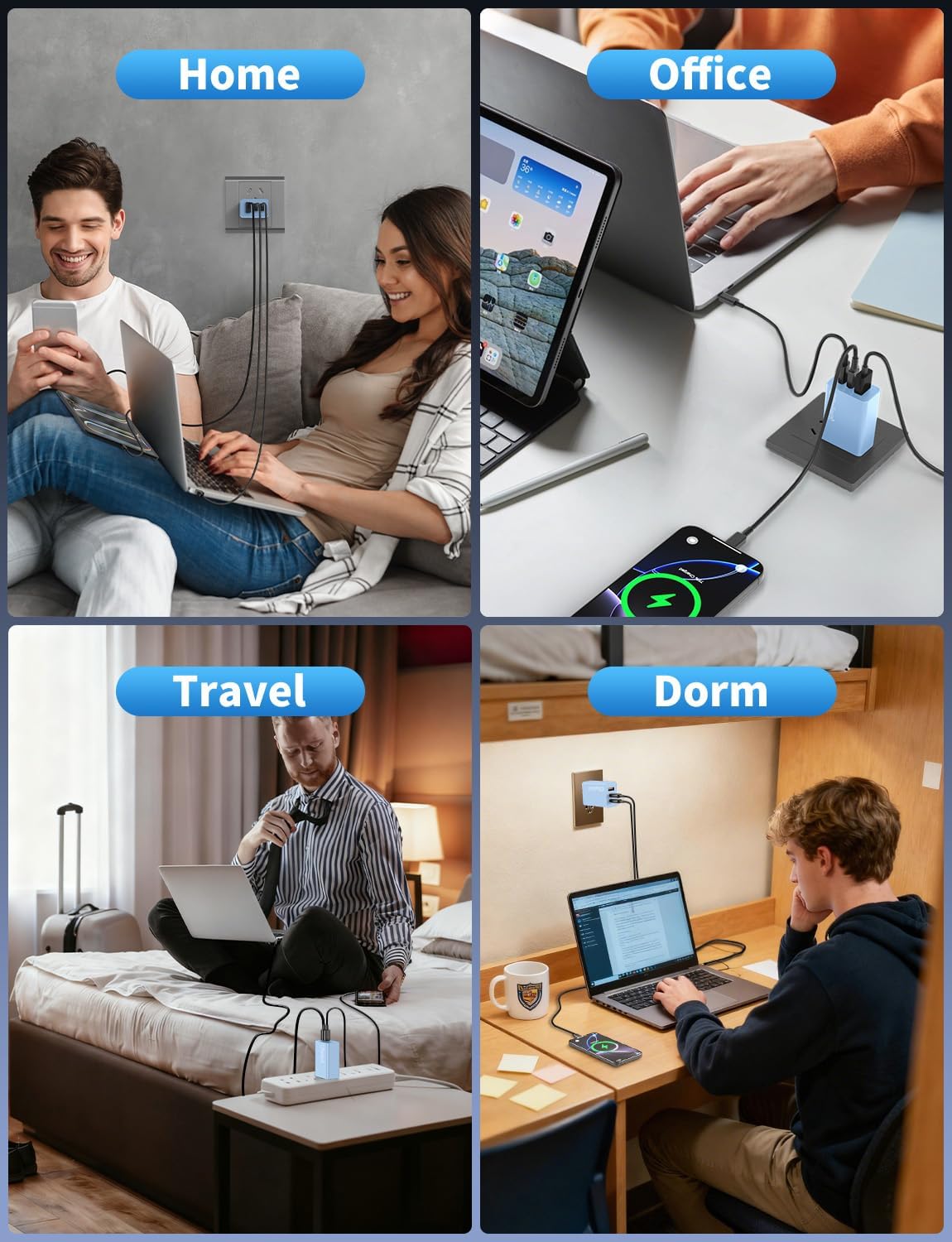 Paquete de 2 bloques de cargador USB C de 65 W, adaptador de carga...