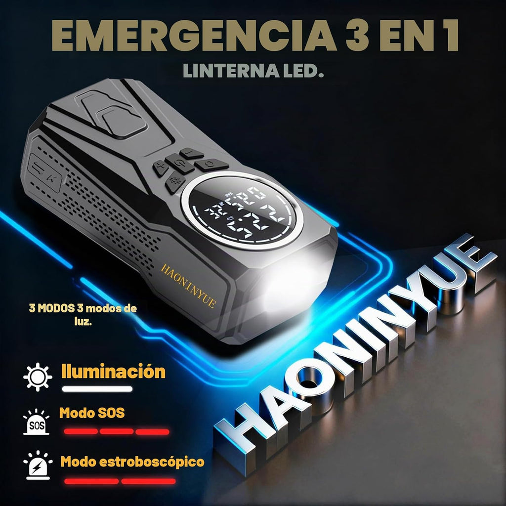 Arrancador de coche con compresor de aire, fuente de alimentación d...