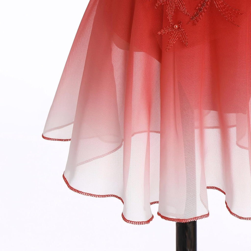 Vestido de patinaje artístico sobre hielo para niñas, lentejuelas b...