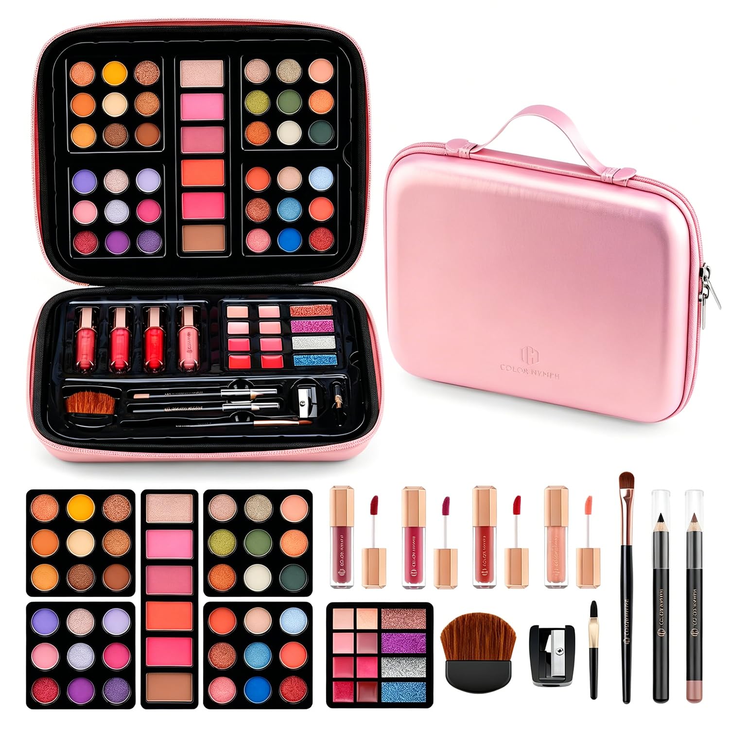 Color Nymph Maquillaje para adolescentes con bolso rosa reutilizabl...