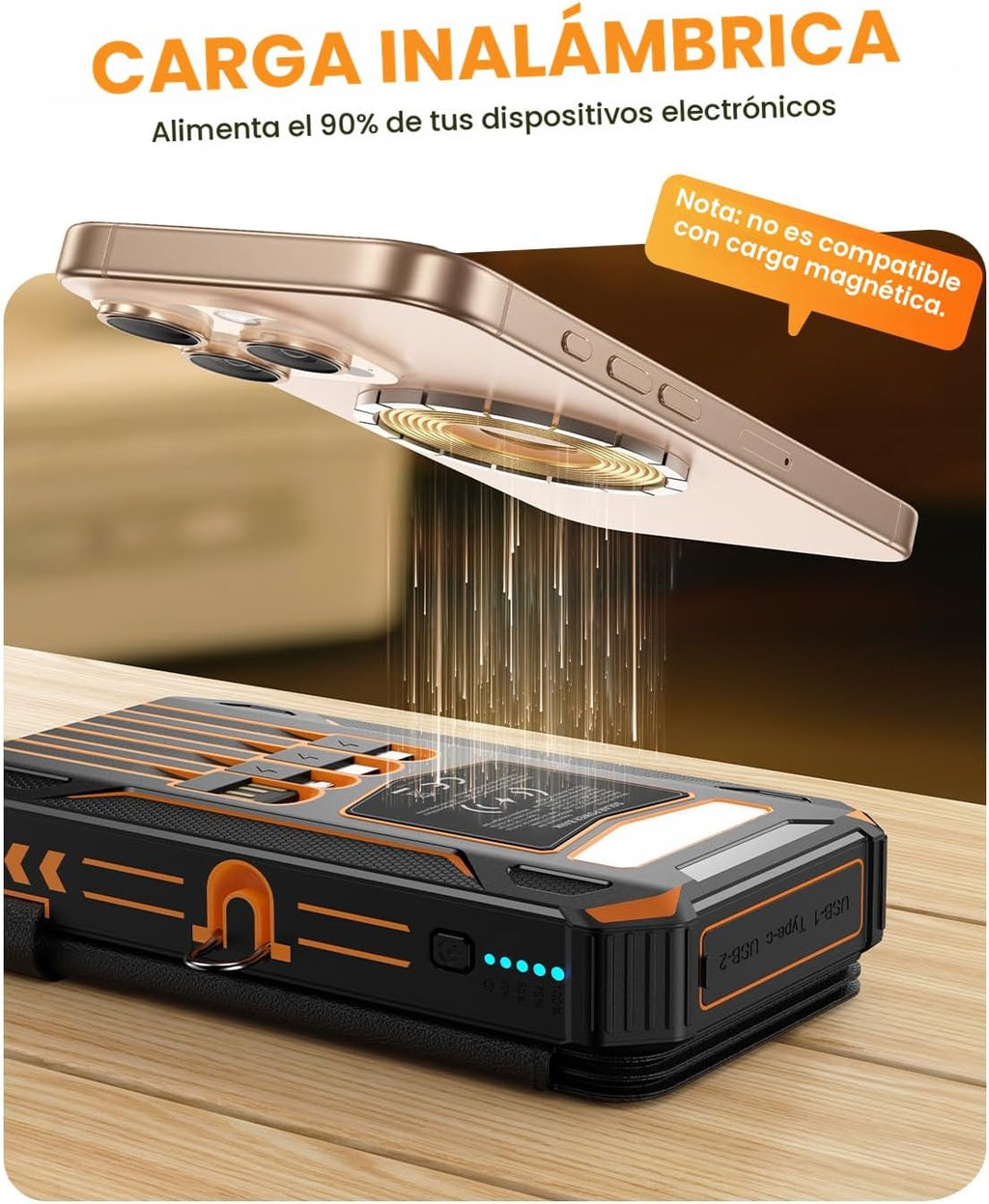 SOARAISE Cargador Solar Power Bank - Cargador Portátil Inalámbrico...