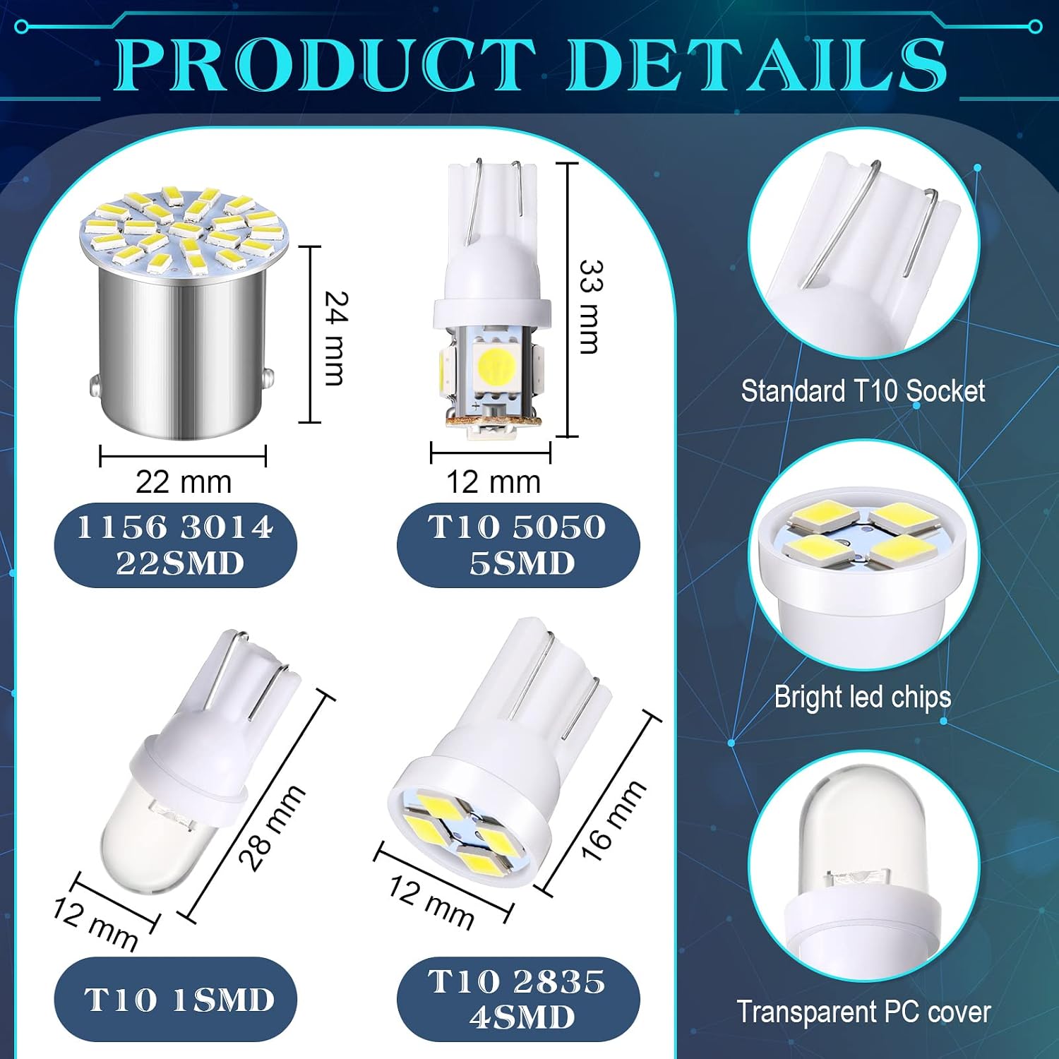 Frienda 70 Piezas Kit de Bombillas LED para Luces Interiores de Aut...