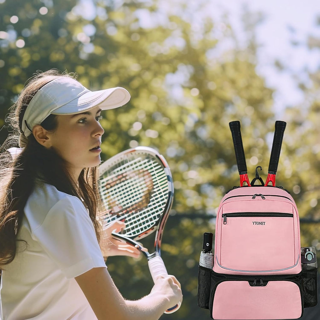 Ytonet Mochila de tenis para mujeres y hombres, 2 raquetas con bols...