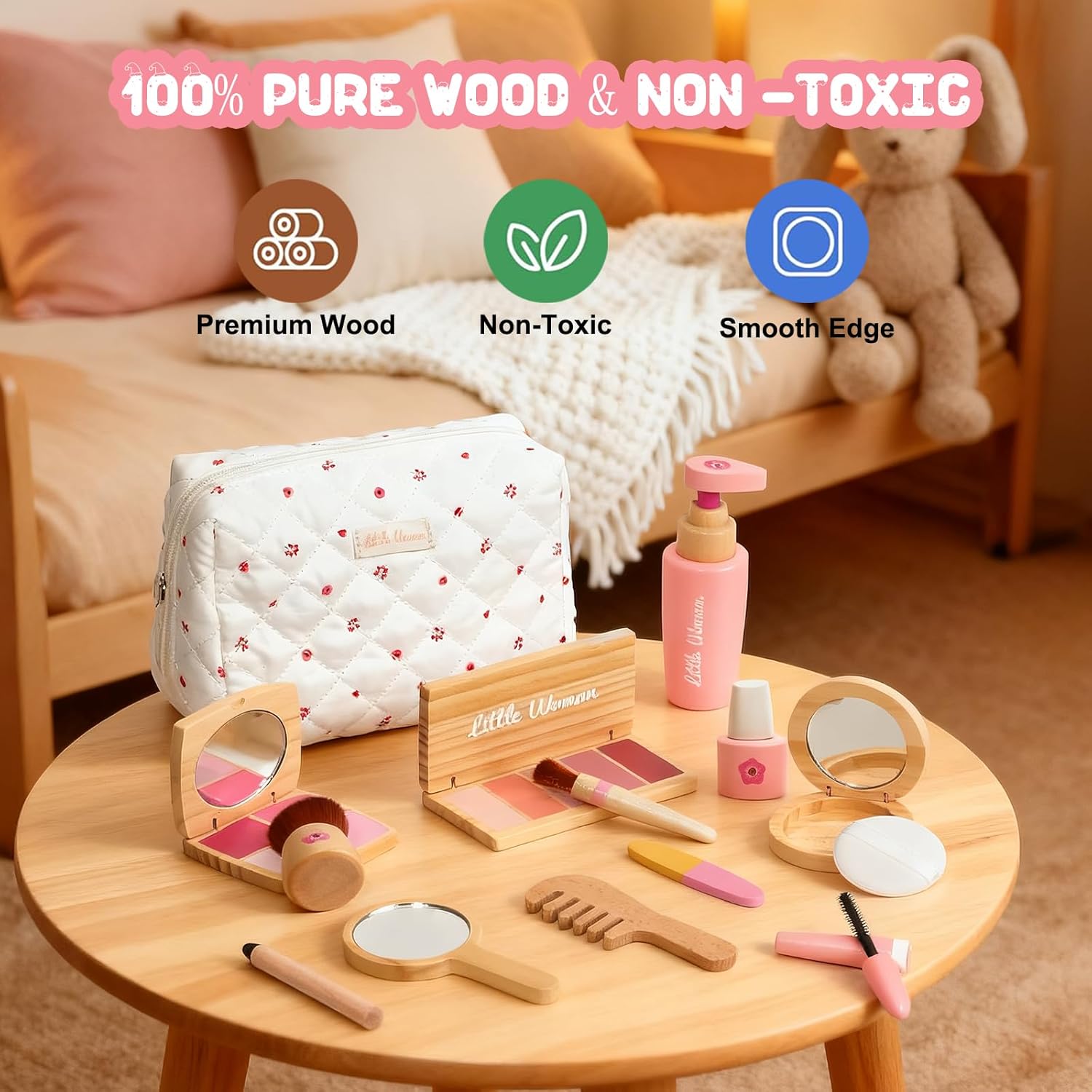 Kit de maquillaje de madera de simulación para niños pequeños: set...