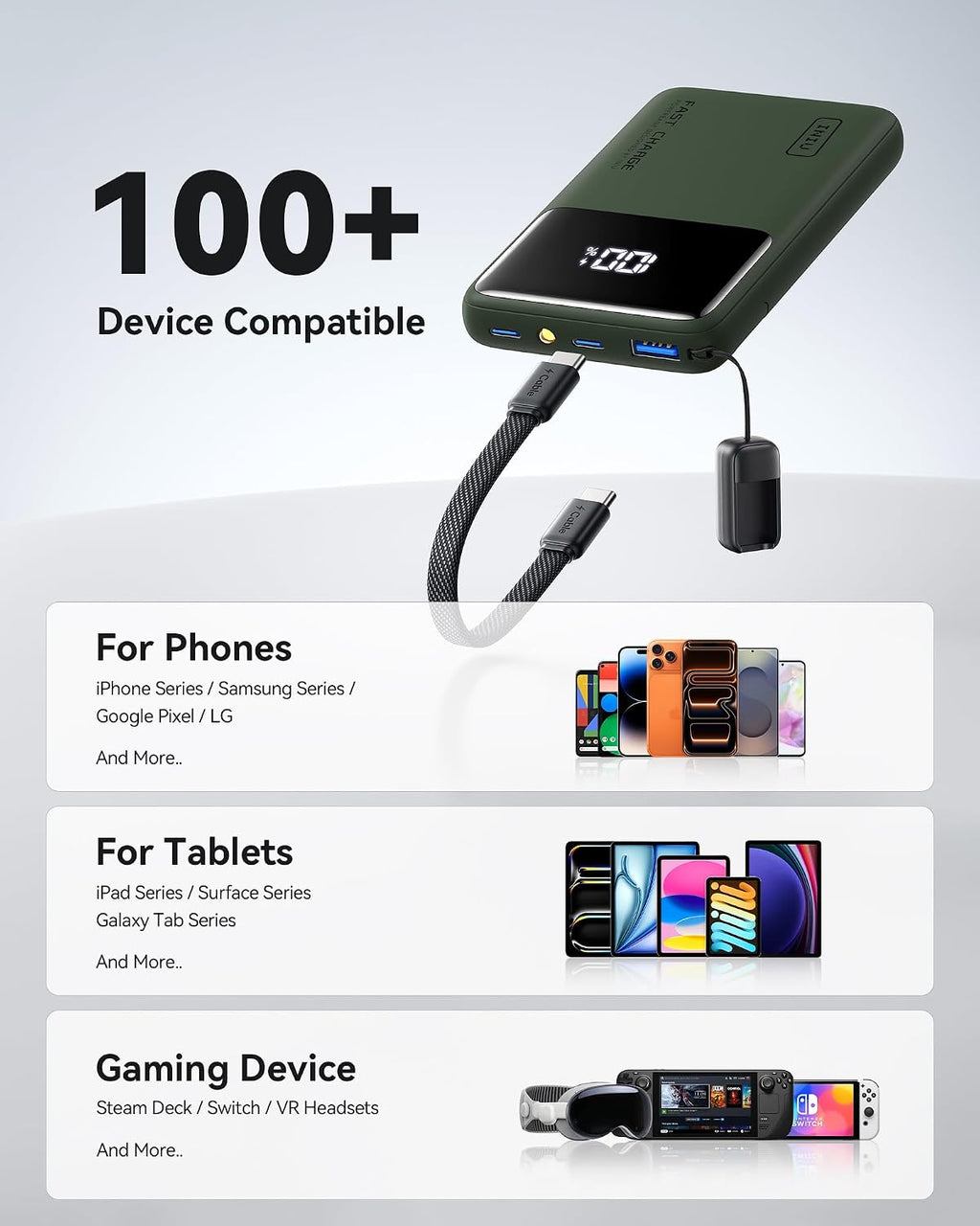 INIU - Banco de energía ultra compacto, 10000 mAh, 45 W, cargador p...