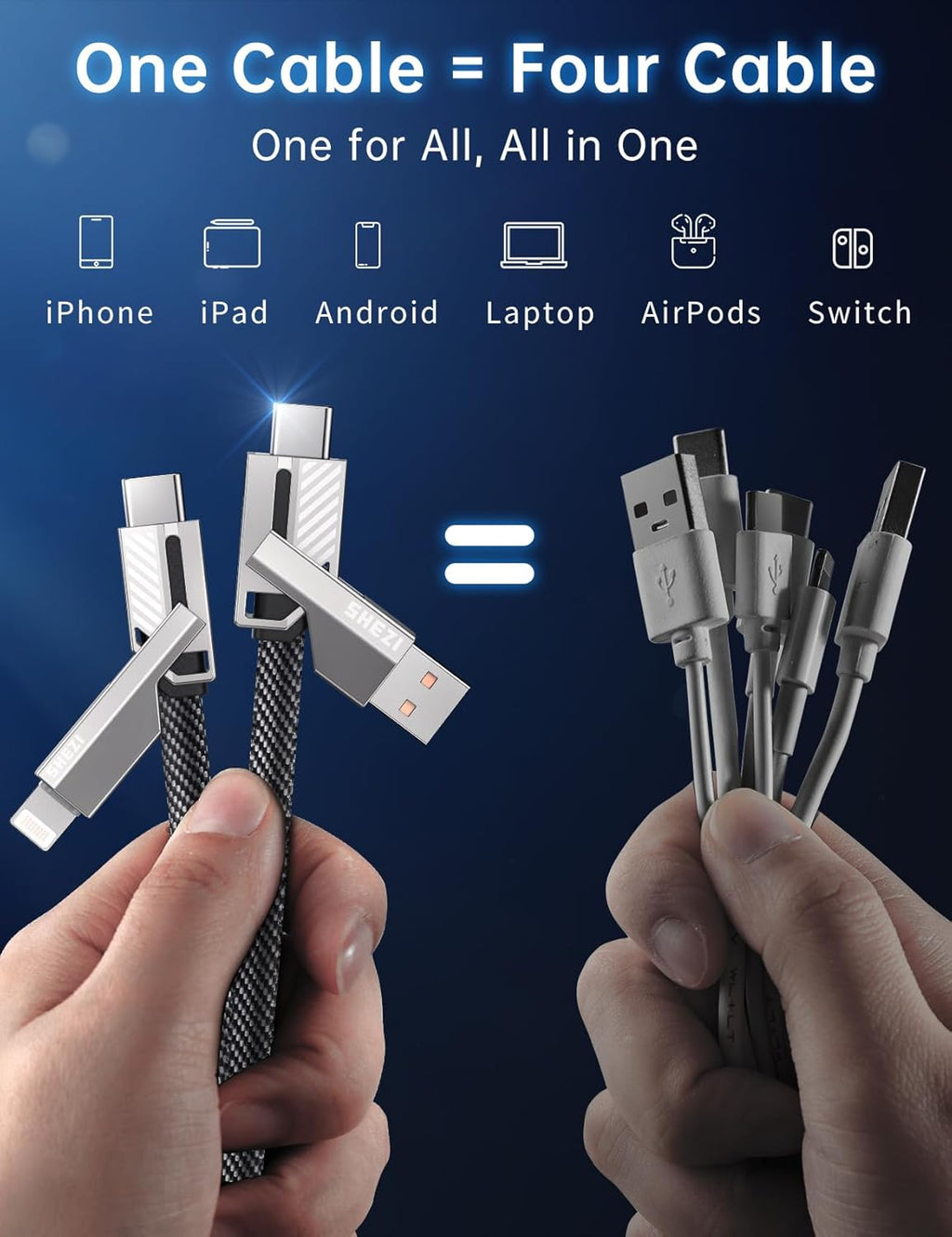 [Uno es suficiente] Compatible con cable USB C a Lightning 4 en 1,...