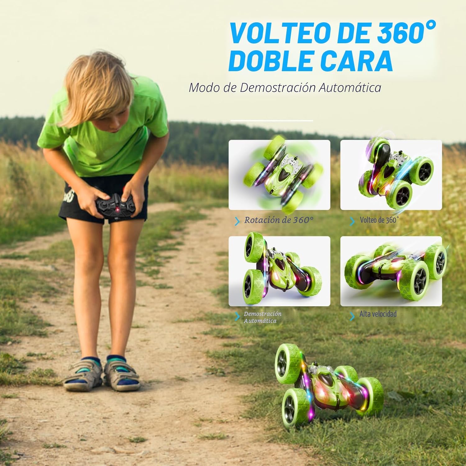 Zalneo - Auto de control remoto \u2013 4WD 360° Flip RC doble cara...