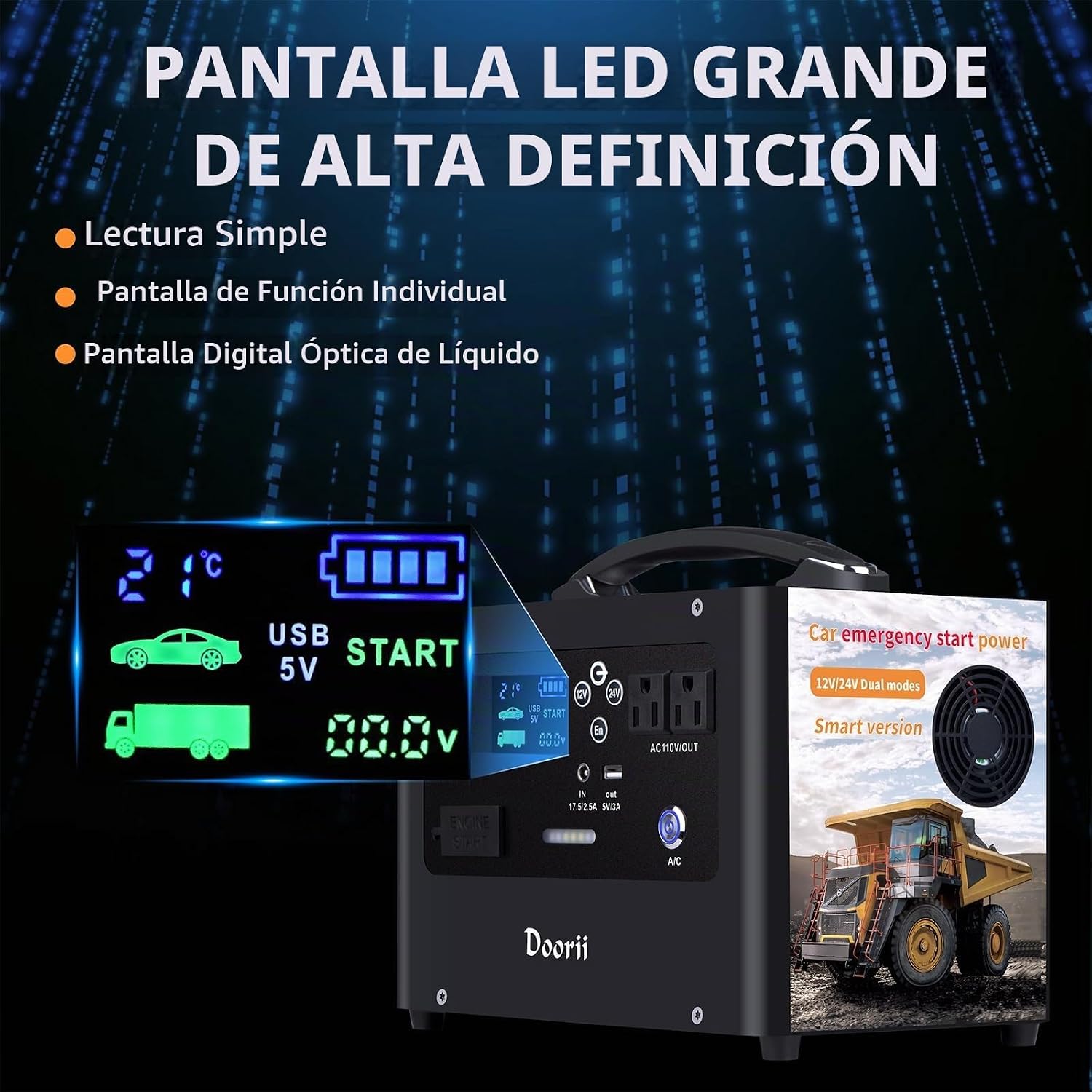 Doorii V10 10000A arrancador de coche, batería de litio de reserva...
