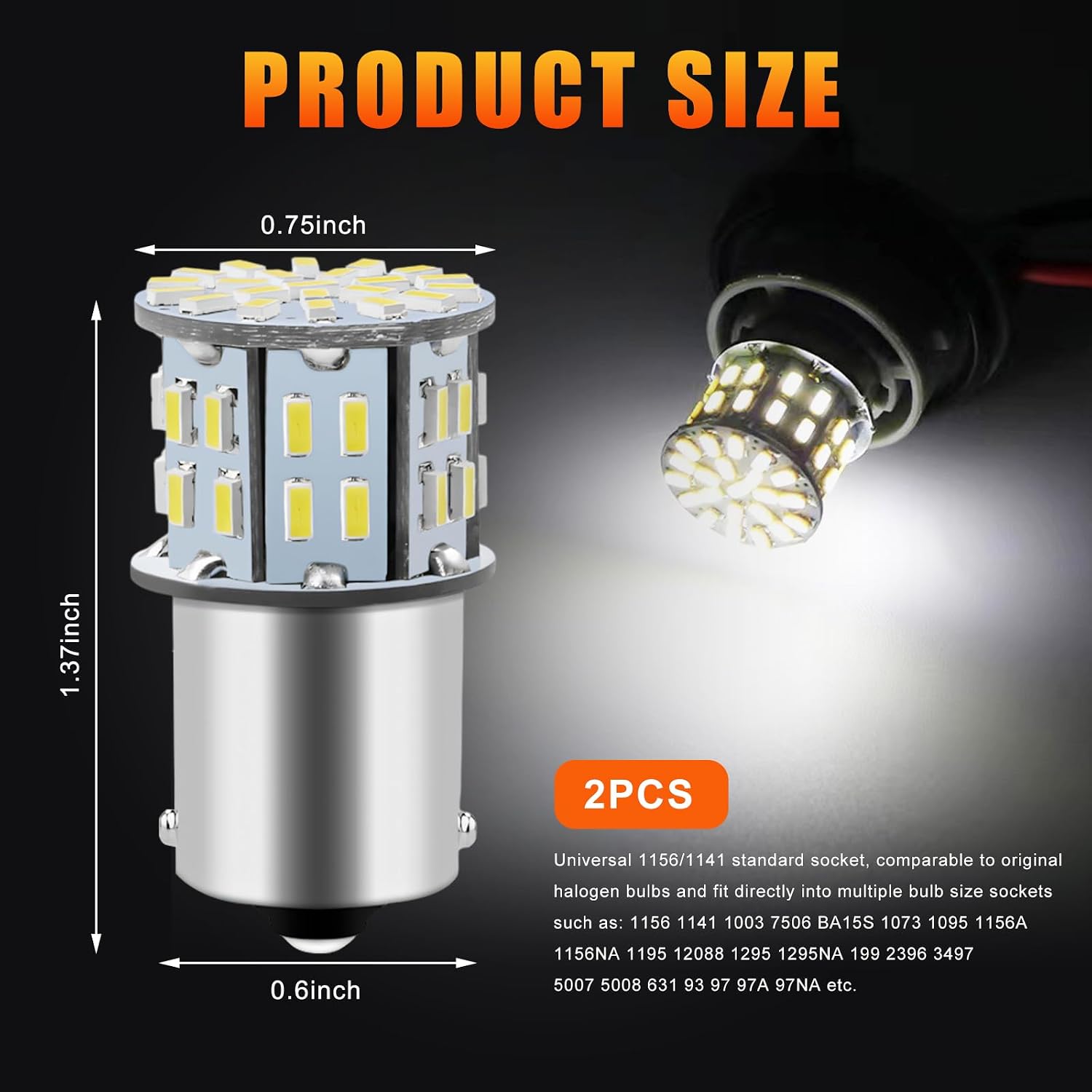 Gasedin 20 bombillas LED 1156 para automóvil, 1141 1003 1156 7506 B...