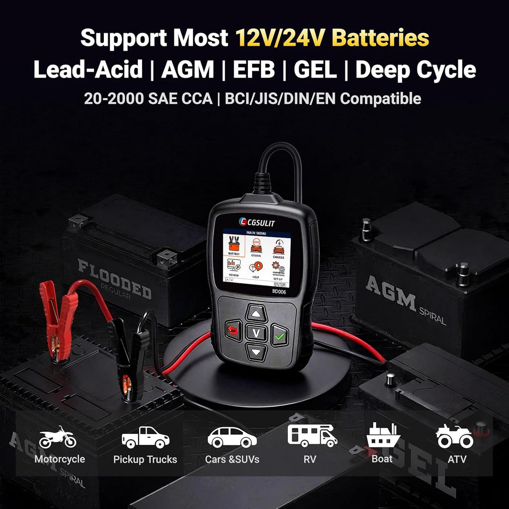Probador de batería de automóvil 12V\/24V 20-2000CCA Probador de ca...