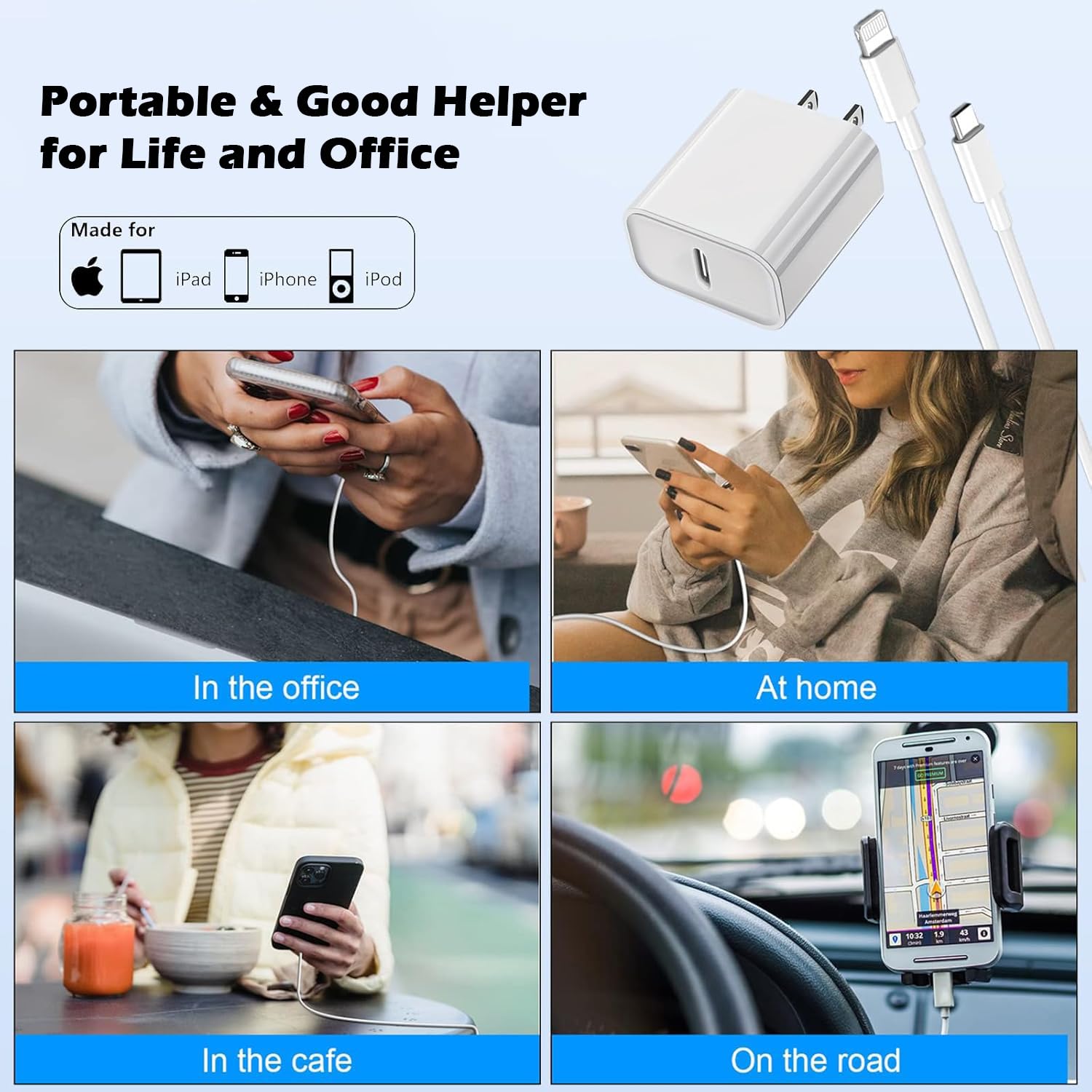Paquete de 2 cargadores rápidos para iPhone, cargador tipo C, carga...